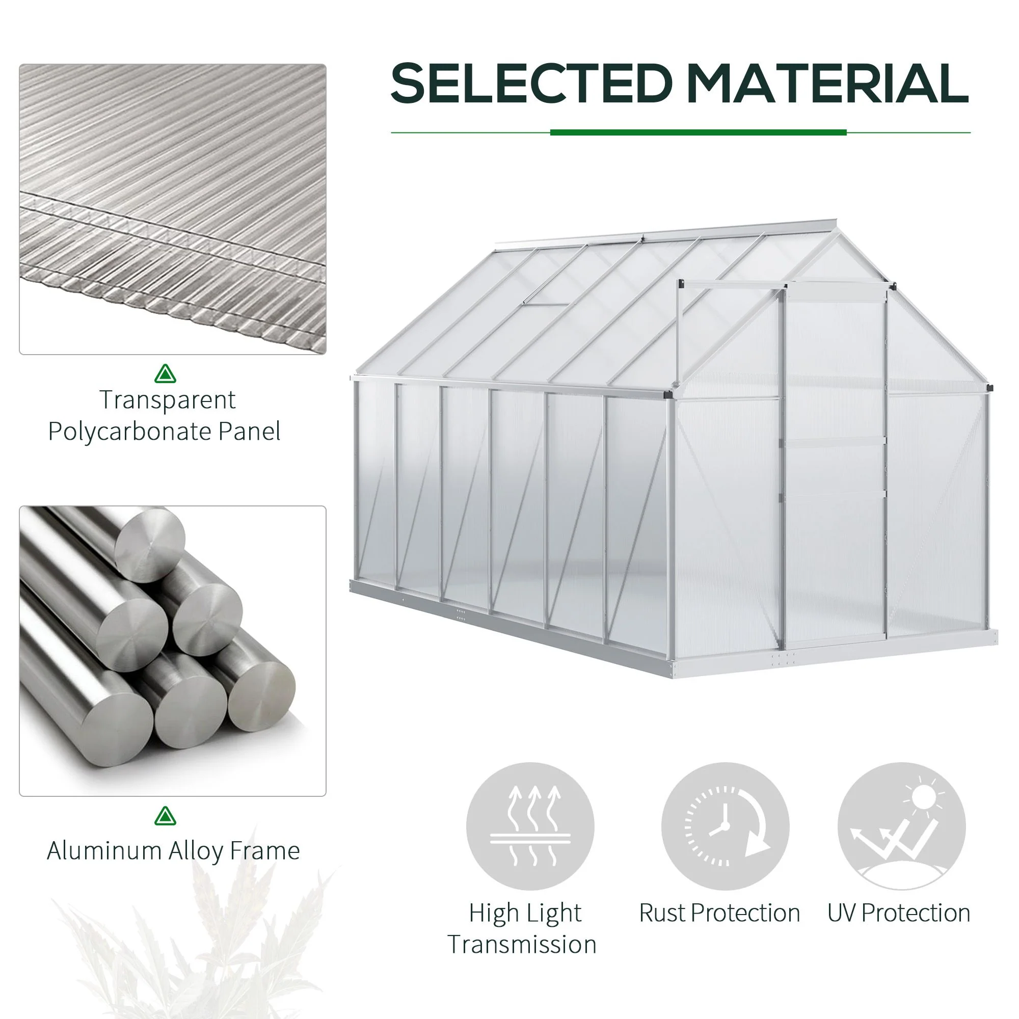 BloomGreen 12' x 6' Greenhouse with Adjustable Roof Vent Silver - Image 6