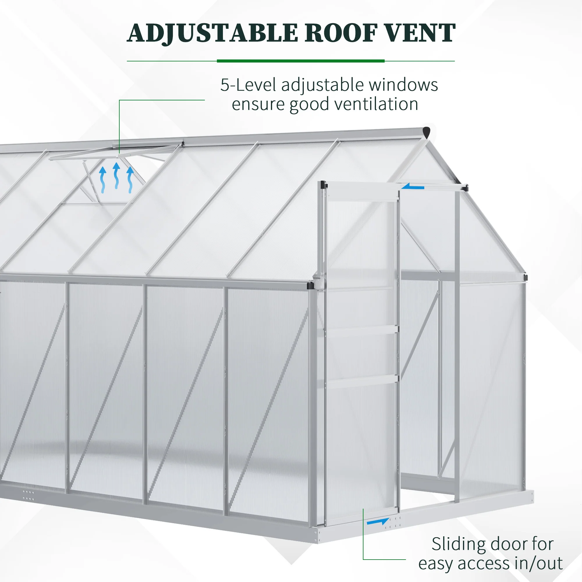 BloomGreen 12' x 6' Greenhouse with Adjustable Roof Vent Silver - Image 7