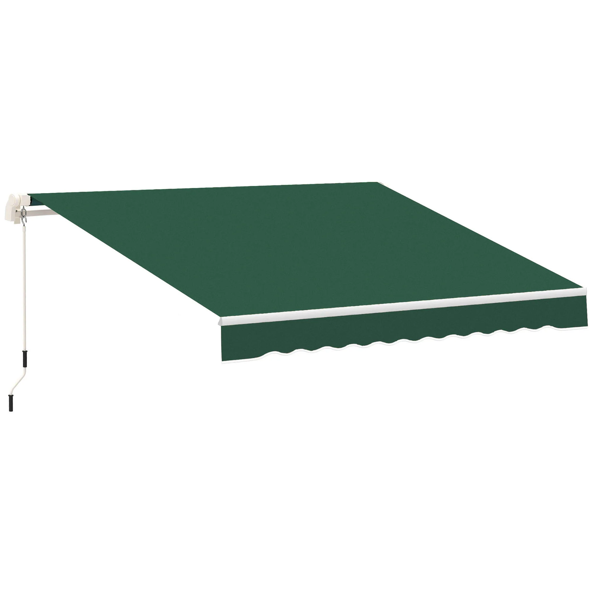 12' x 8' Retractable Awning with Manual Crank, UV/Water-Resistant Fabric, Aluminum Frame, Green