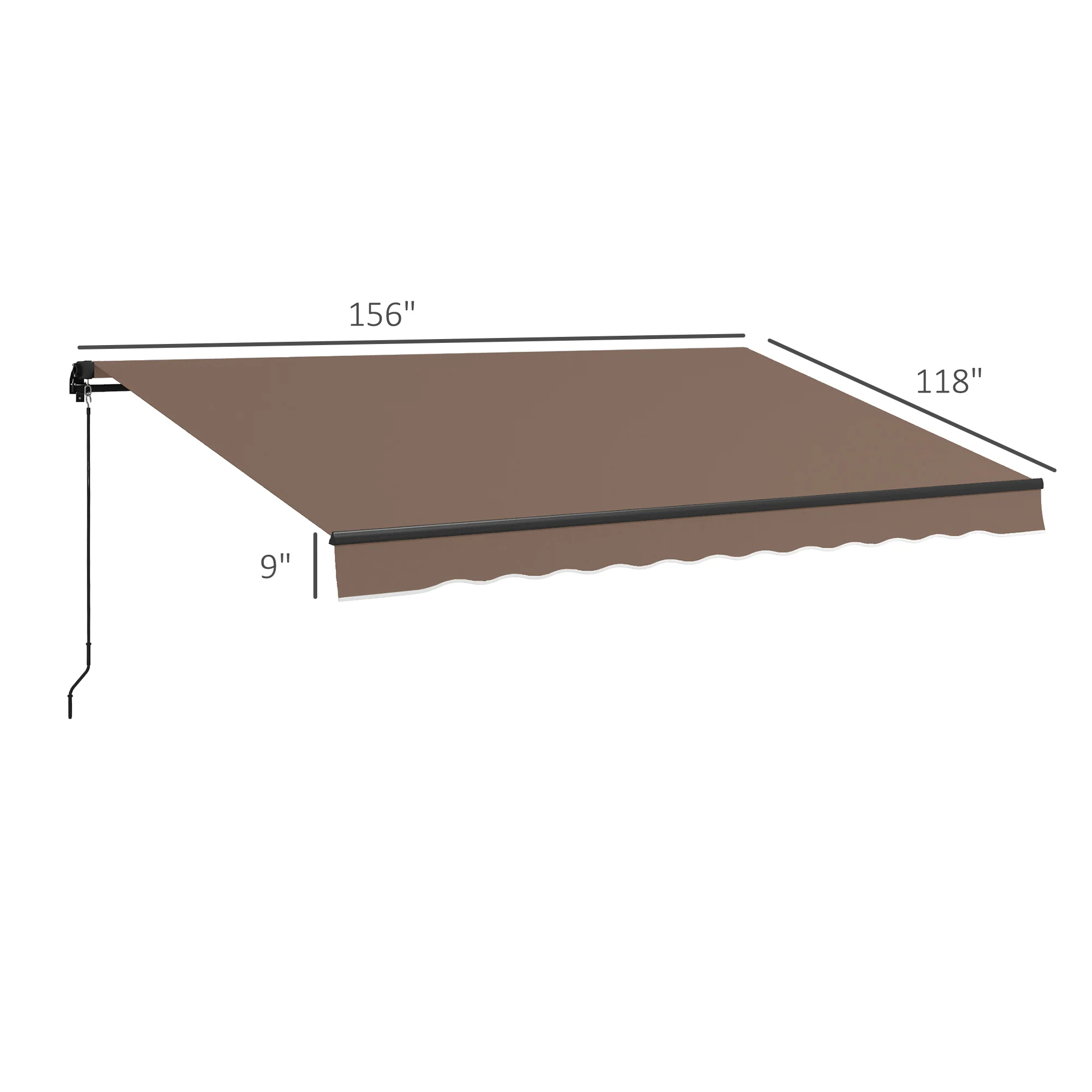 13' x 10' Retractable Awning, UV-Resistant 280GSM Sunshade Shelter for Deck & Balcony, Coffee - Image 5