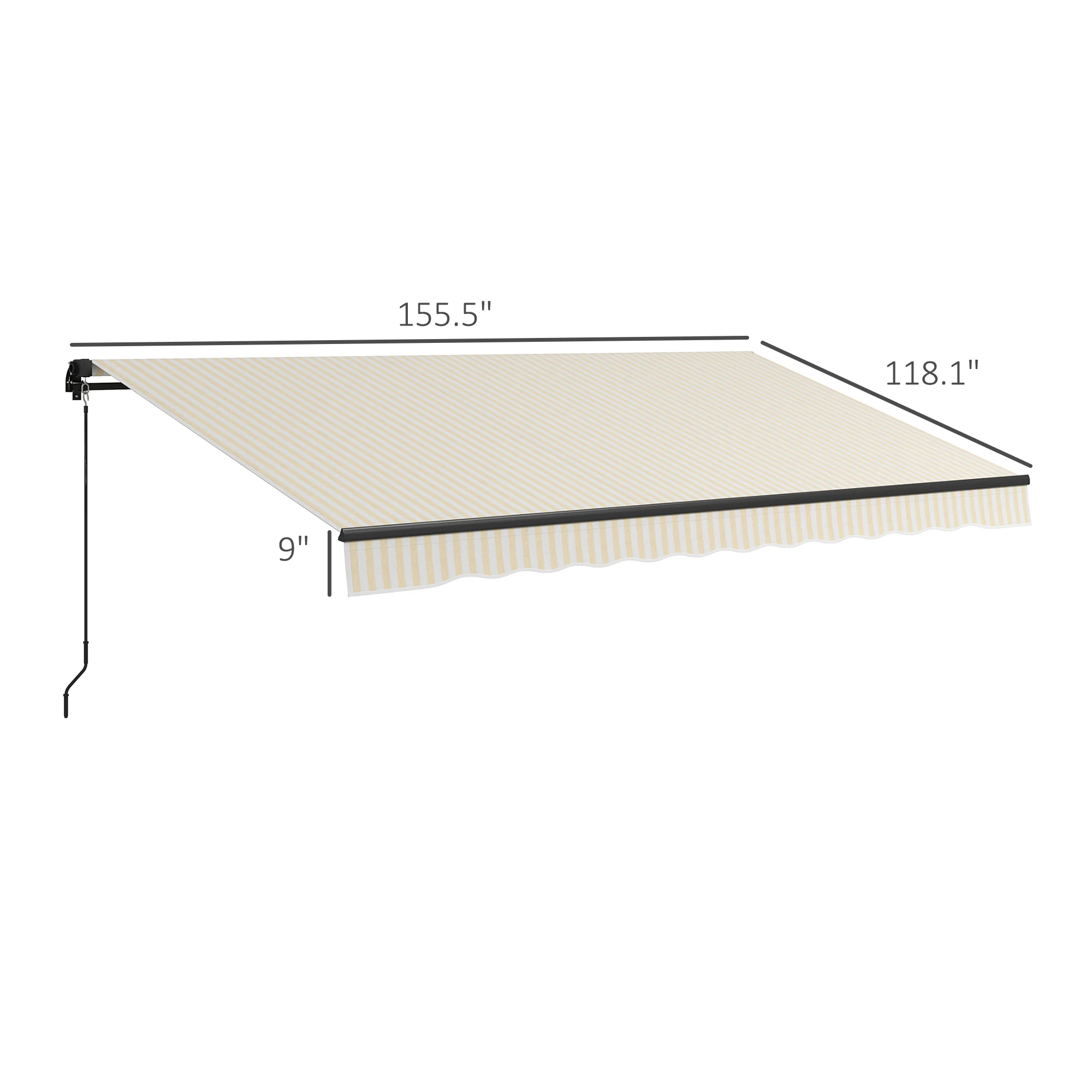 13' x 10' Retractable Awning, 280GSM UV-Resistant Sunshade Shelter, Beige/White - Image 5