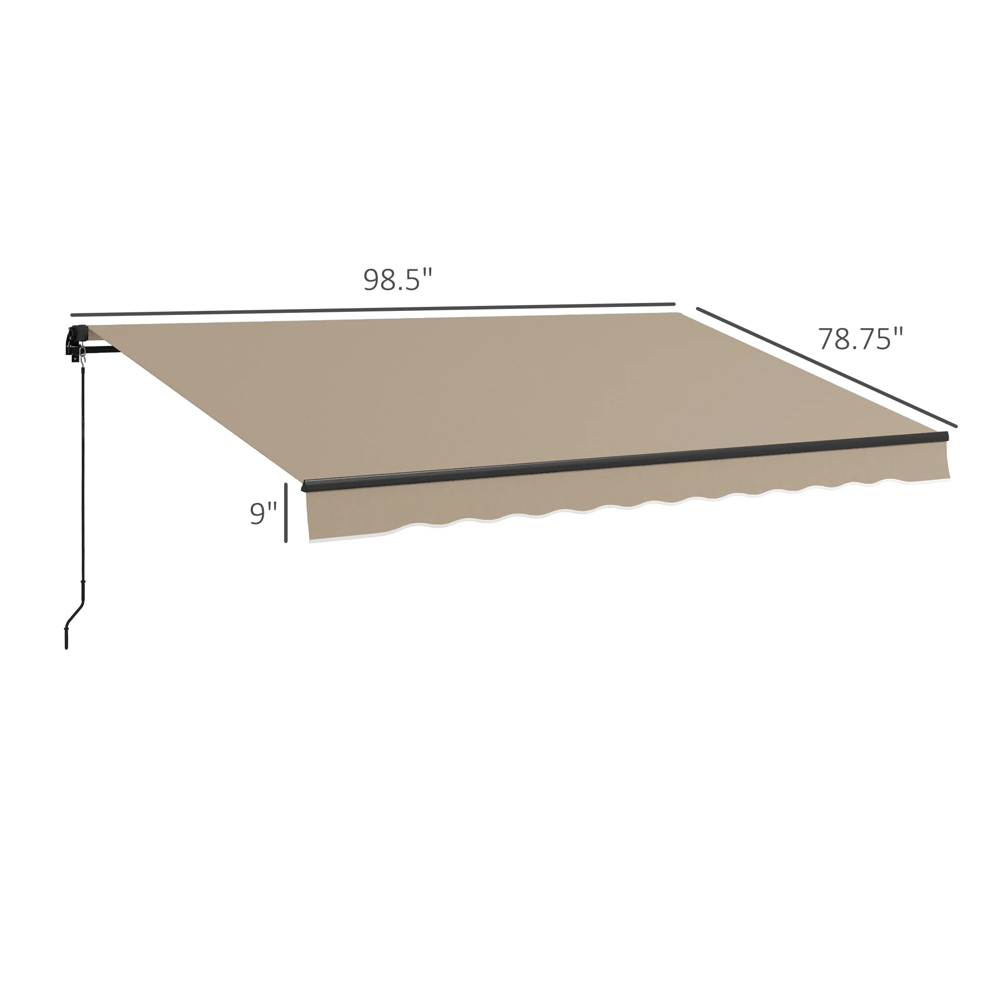 13' x 10' Retractable Awning with UV-Resistant 280gsm Sunshade Shelter in Beige - Image 5