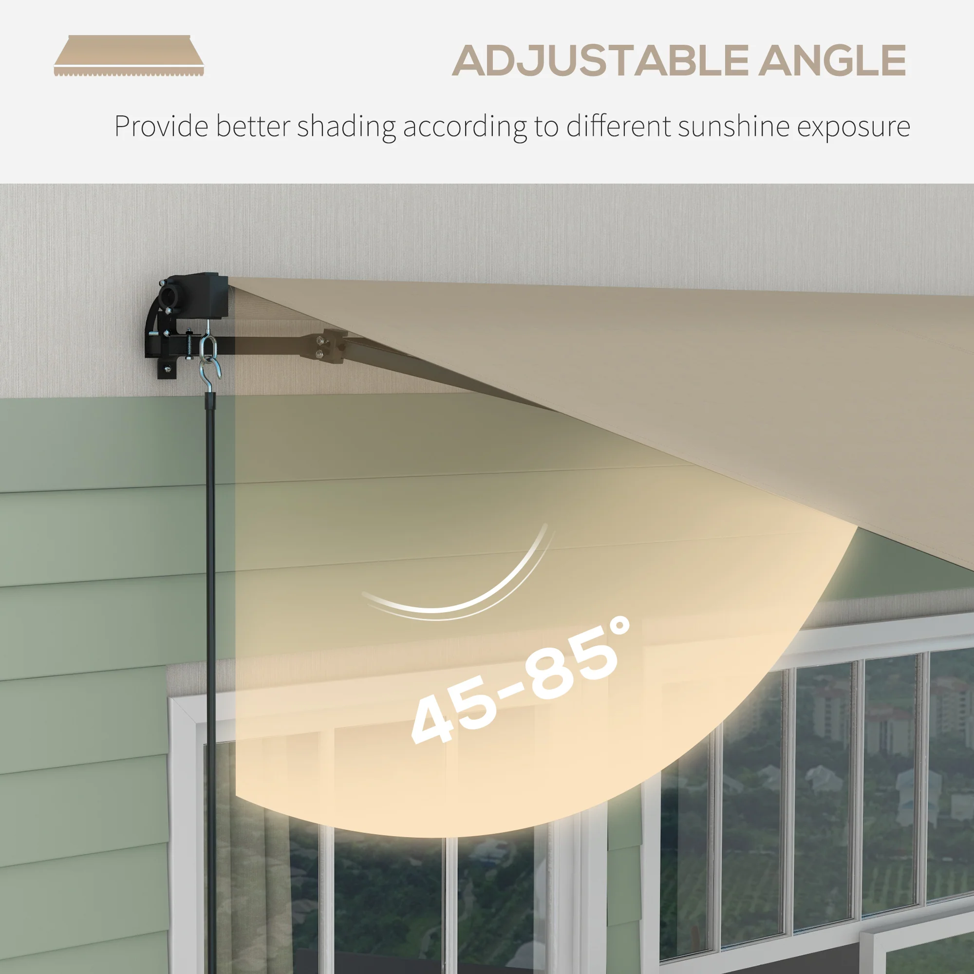 13' x 10' Retractable Awning with UV-Resistant 280gsm Sunshade Shelter in Beige - Image 7