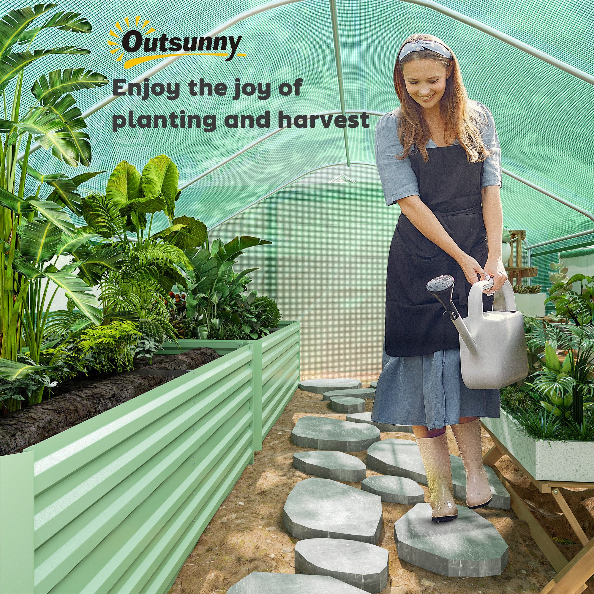 13' x 10' x 6.5' Large Walk-In Tunnel Green House with Upgraded Galvanized Steel Frame, Green - Image 10