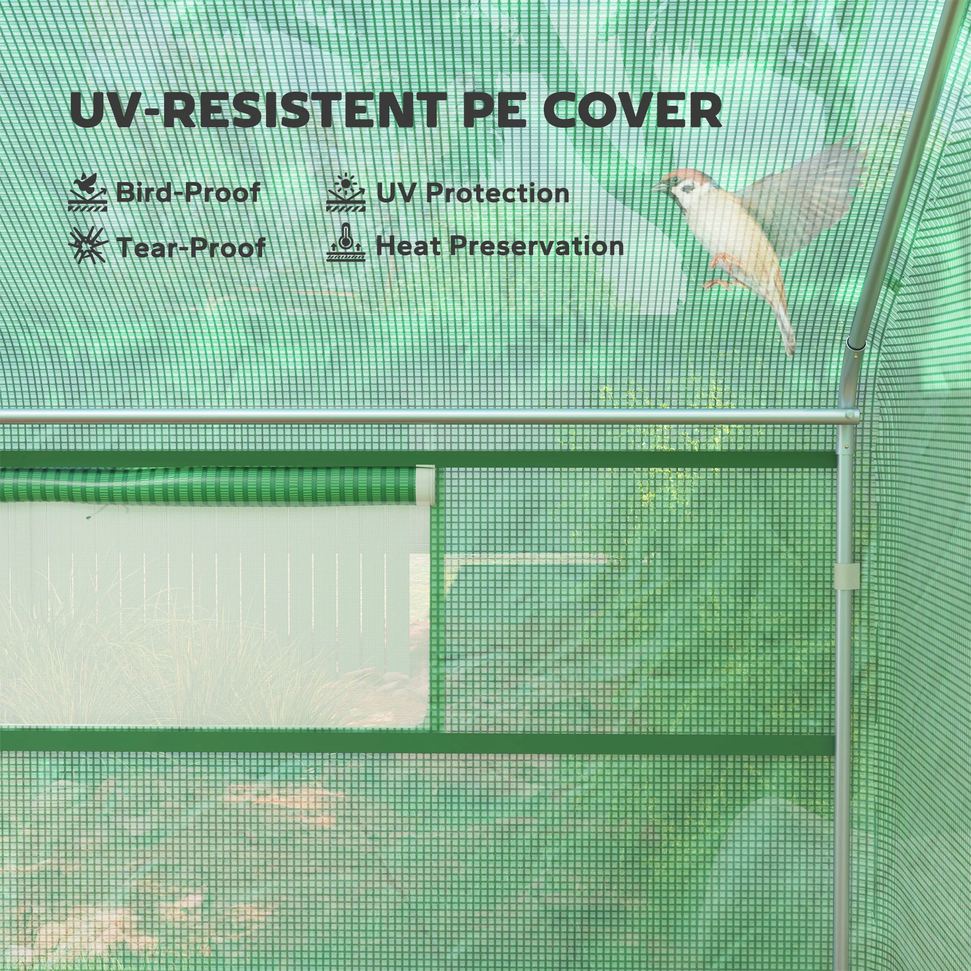 13' x 10' x 6.5' Large Walk-In Tunnel Green House with Upgraded Galvanized Steel Frame, Green - Image 6