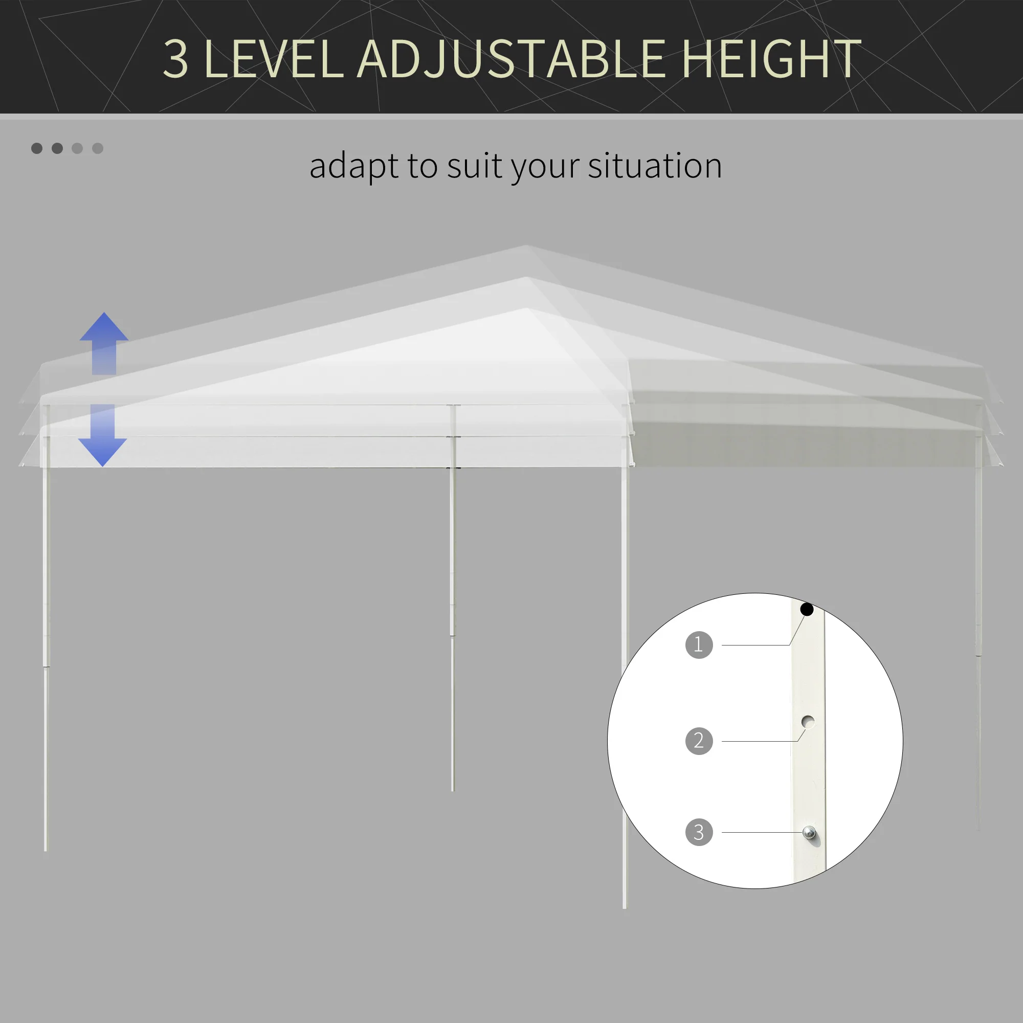 13' x 13' Pop Up Canopy Tent, Instant Sun Shelter, Height Adjustable, White - Image 8