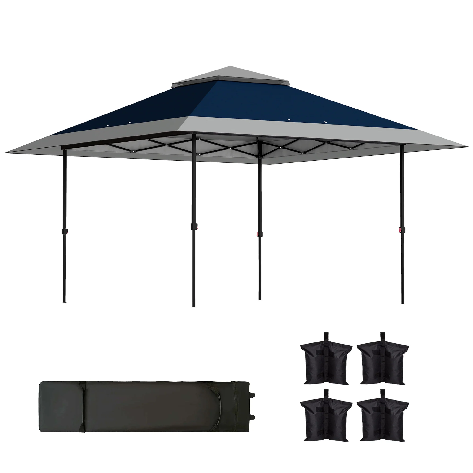 13' x 13' Pop Up Canopy Tent, UPF50+ Sun Protection, Height Adjustable with Sand Bags, Navy