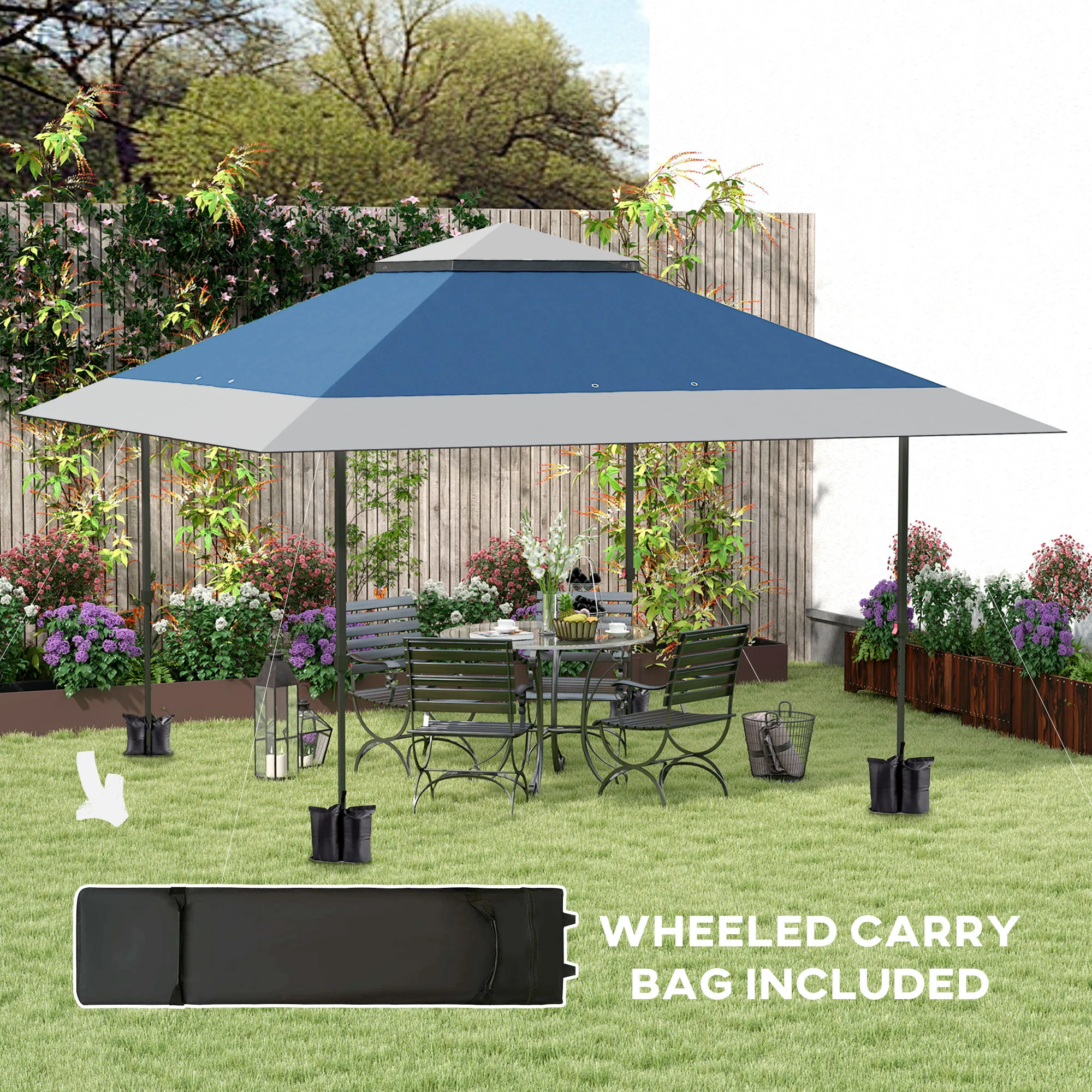 13' x 13' Pop Up Canopy Tent, UPF50+ Sun Protection, Height Adjustable with Sand Bags, Navy - Image 10