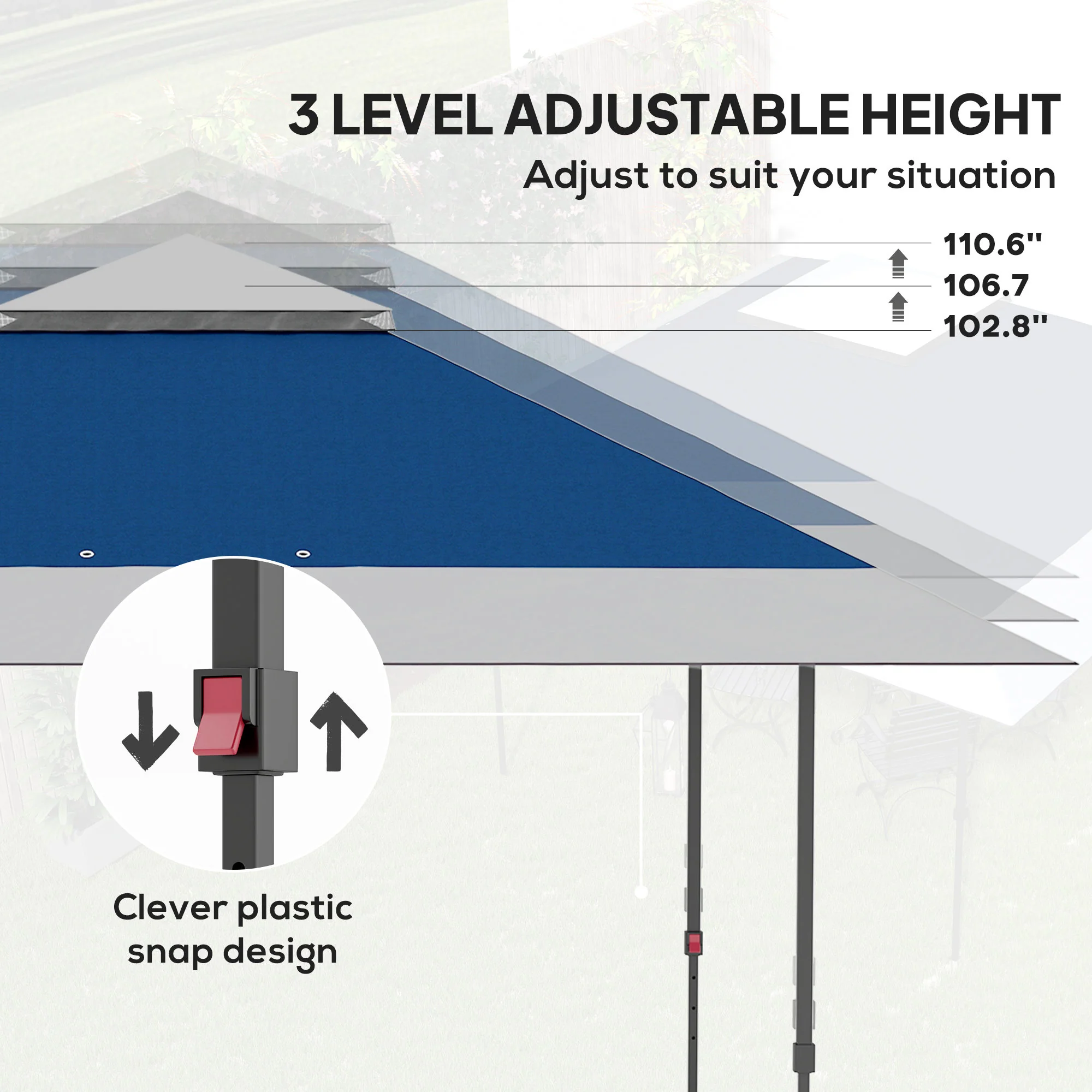 13' x 13' Pop Up Canopy Tent, UPF50+ Sun Protection, Height Adjustable with Sand Bags, Navy - Image 7
