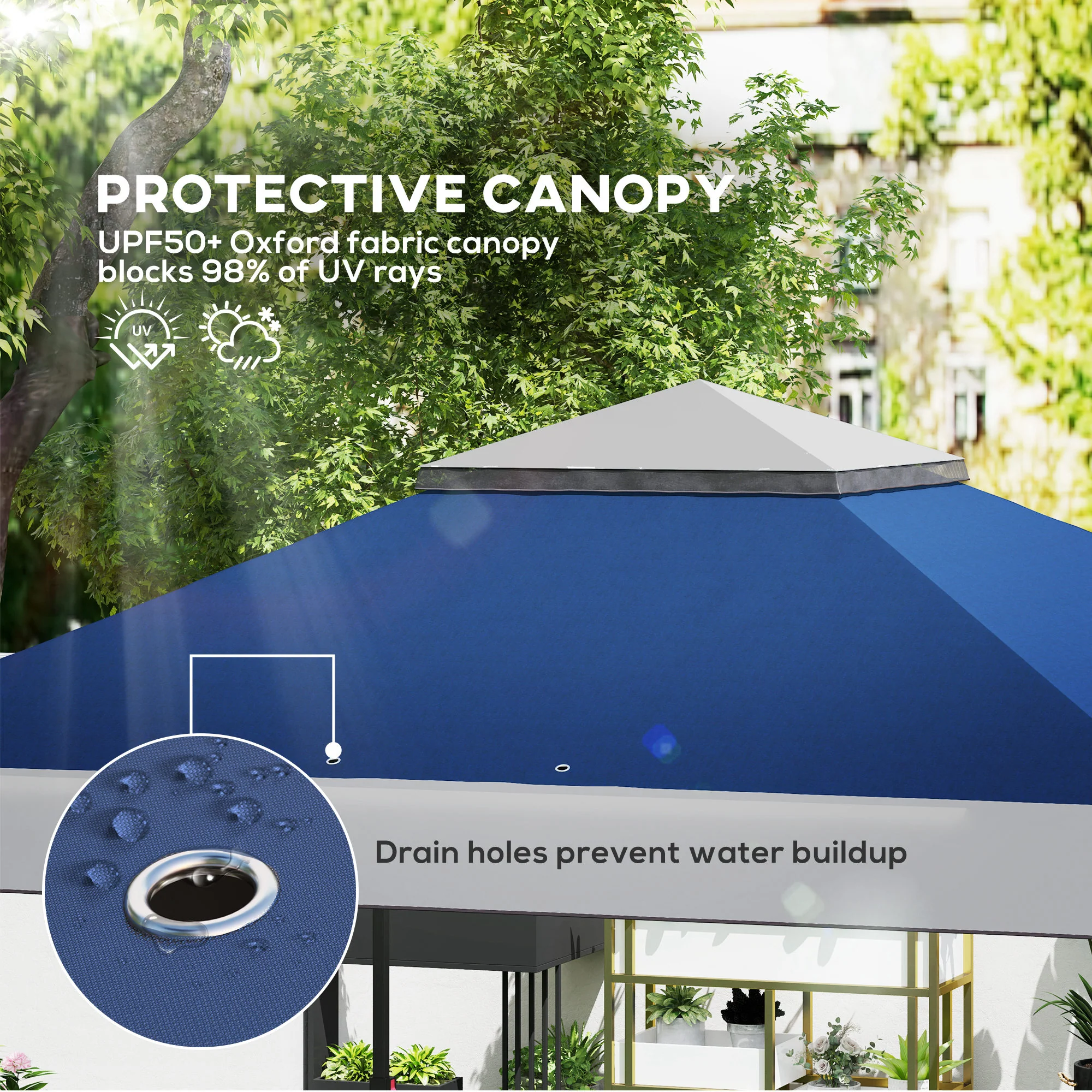 13' x 13' Pop Up Canopy Tent, UPF50+ Sun Protection, Height Adjustable with Sand Bags, Navy - Image 8