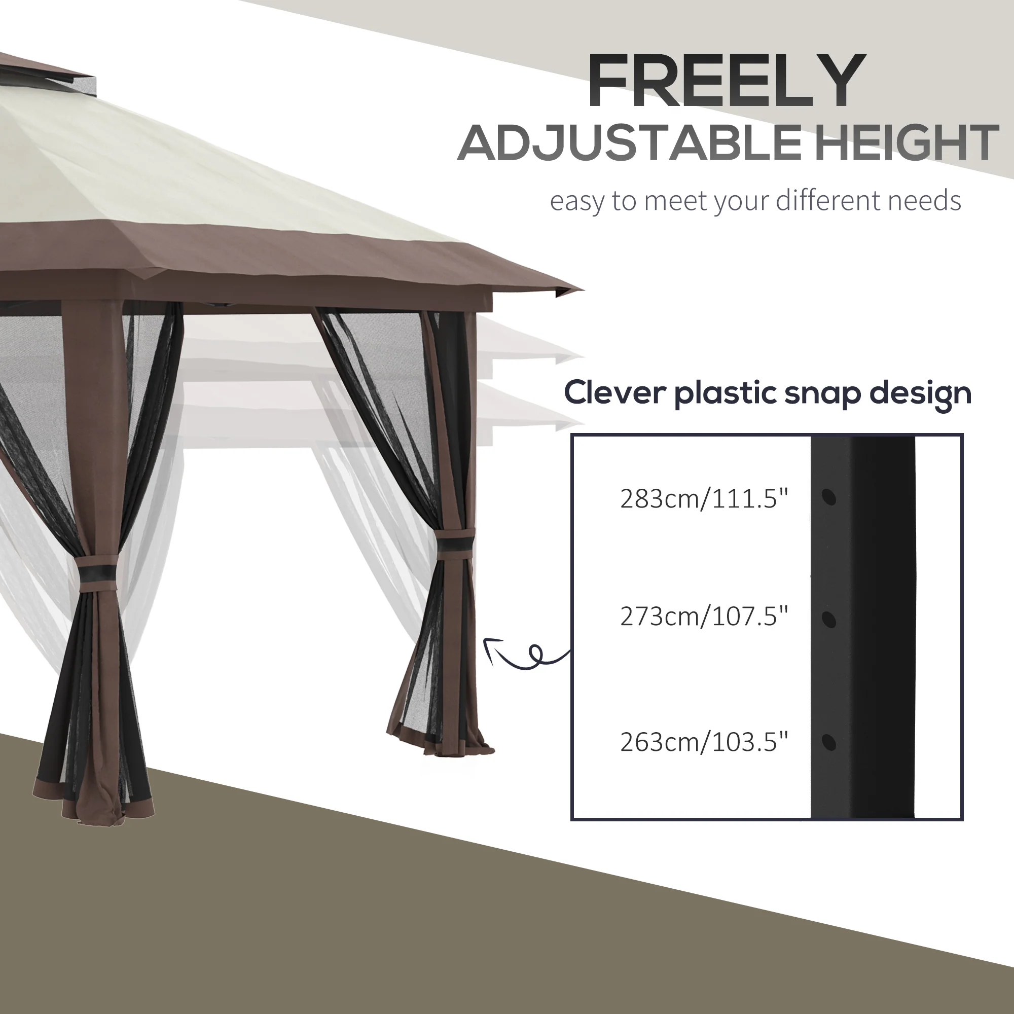 13'x13' Pop-Up Gazebo with 2-Tier Roof, Carry & Weight Bags, Beige - Image 8