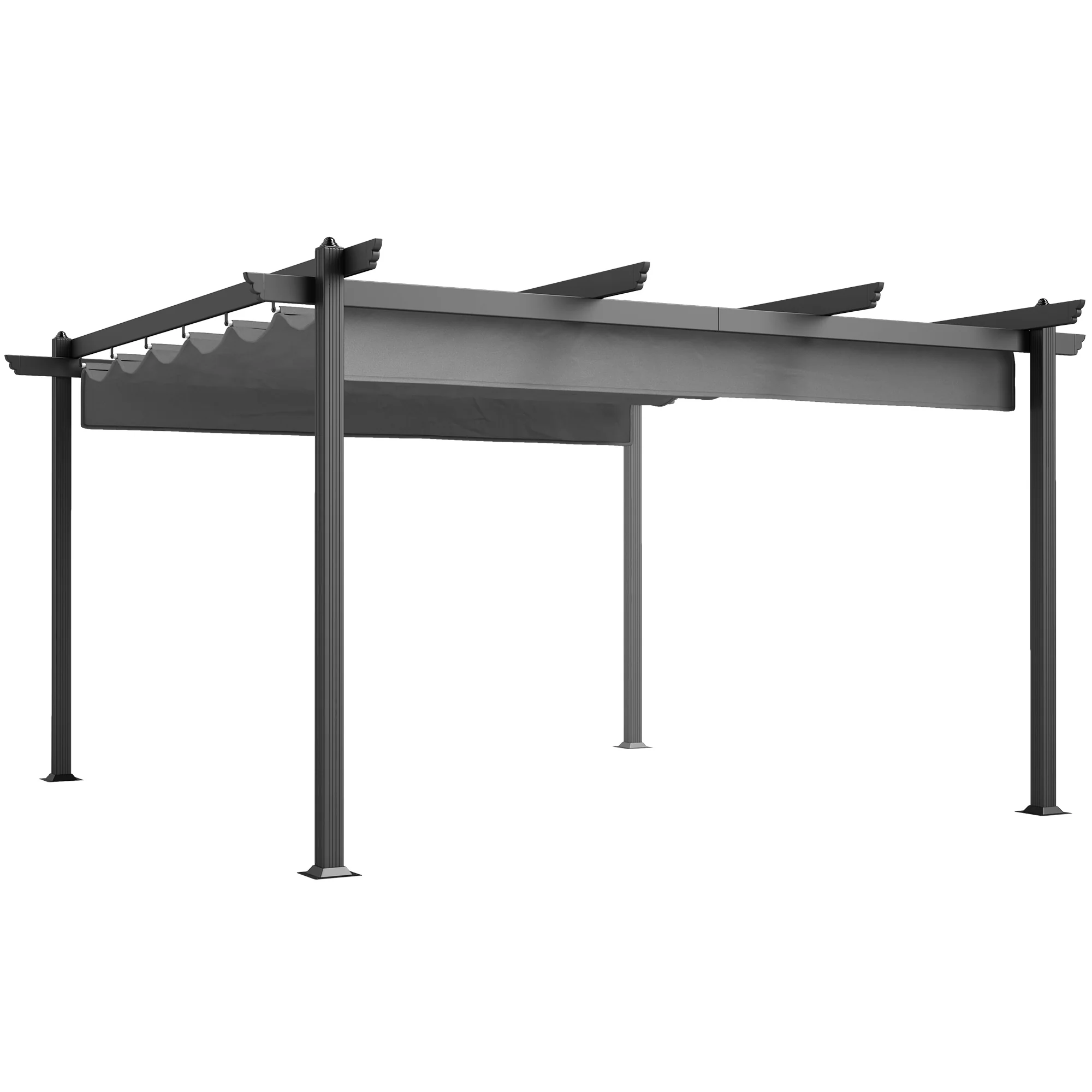 13' x 13' Aluminum Retractable Pergola Canopy, for Garden Patio Backyard Deck, Gray - Image 12