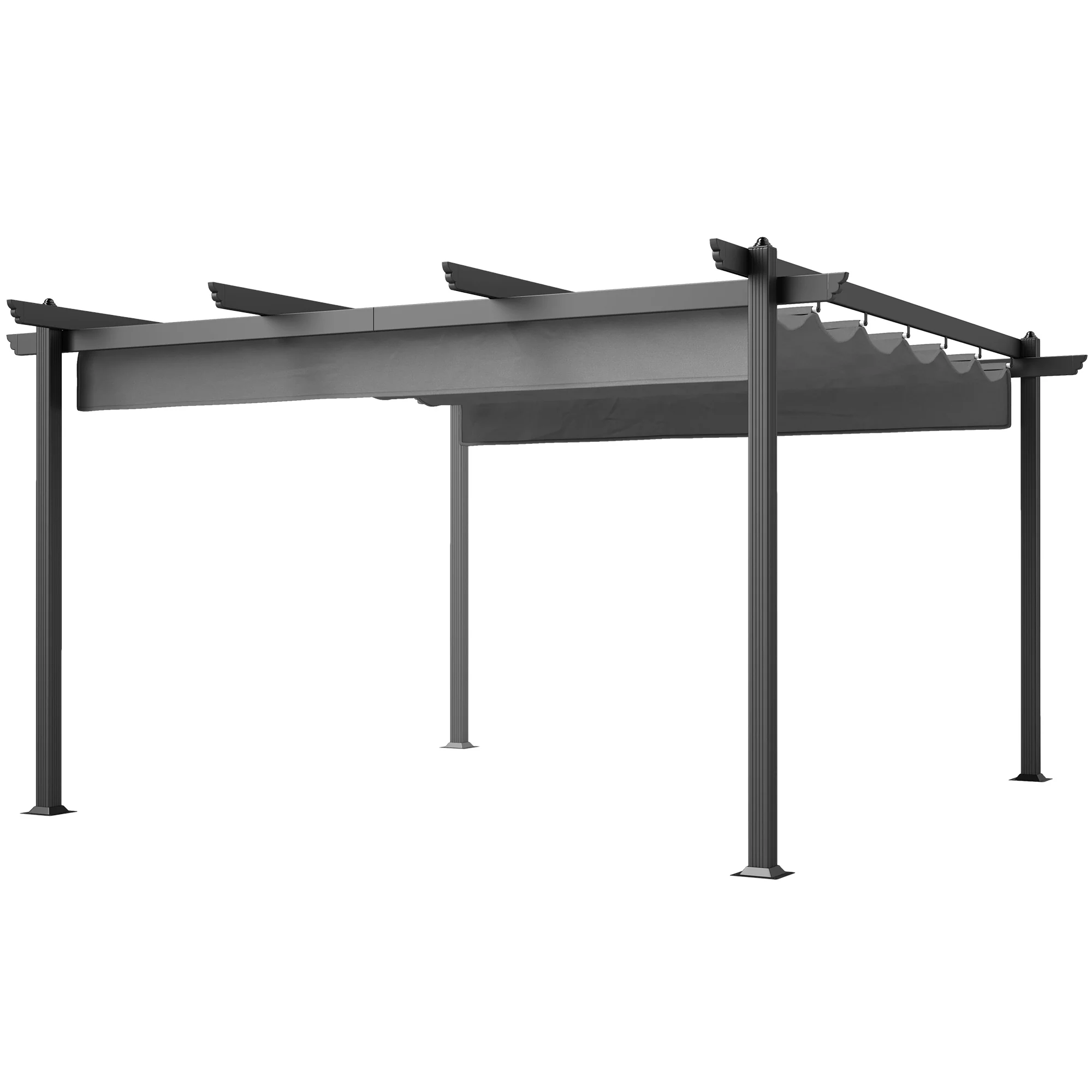 13' x 13' Aluminum Retractable Pergola Canopy, for Garden Patio Backyard Deck, Gray - Image 2