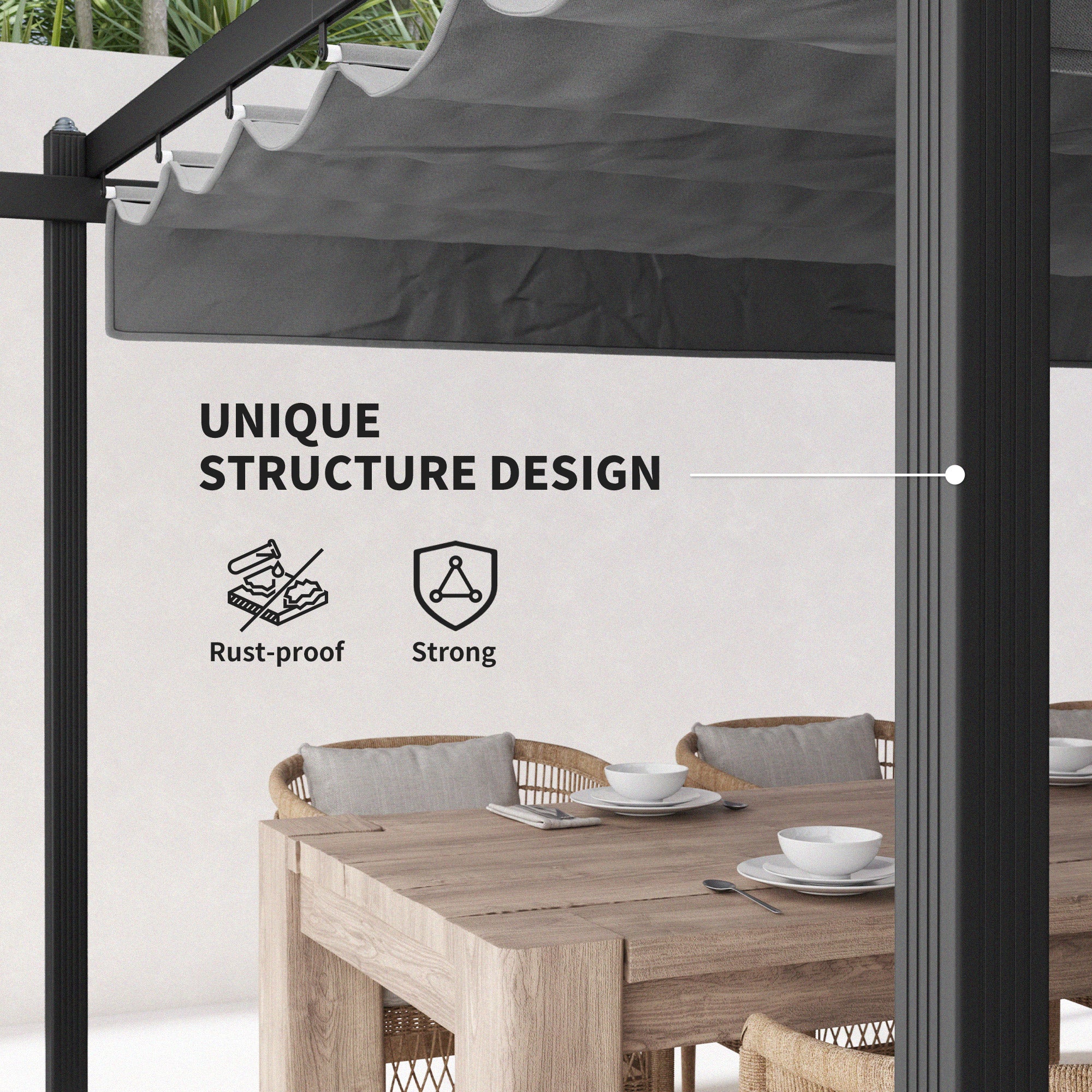 13' x 13' Aluminum Retractable Pergola Canopy, for Garden Patio Backyard Deck, Gray - Image 7