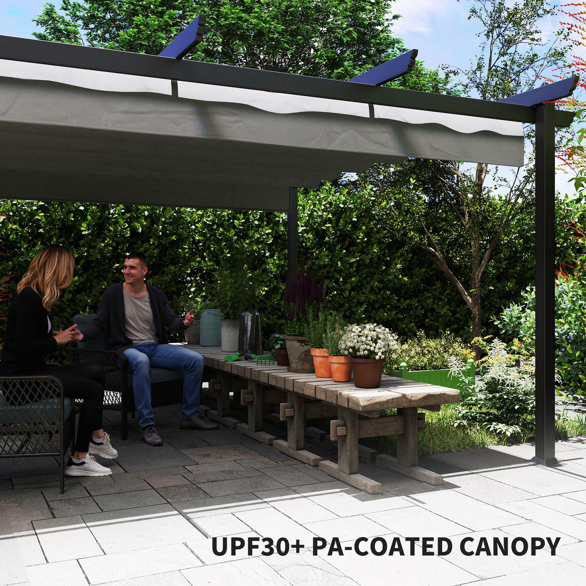 13' x 13' Aluminum Retractable Pergola Canopy, for Garden Patio Backyard Deck, Gray - Image 8