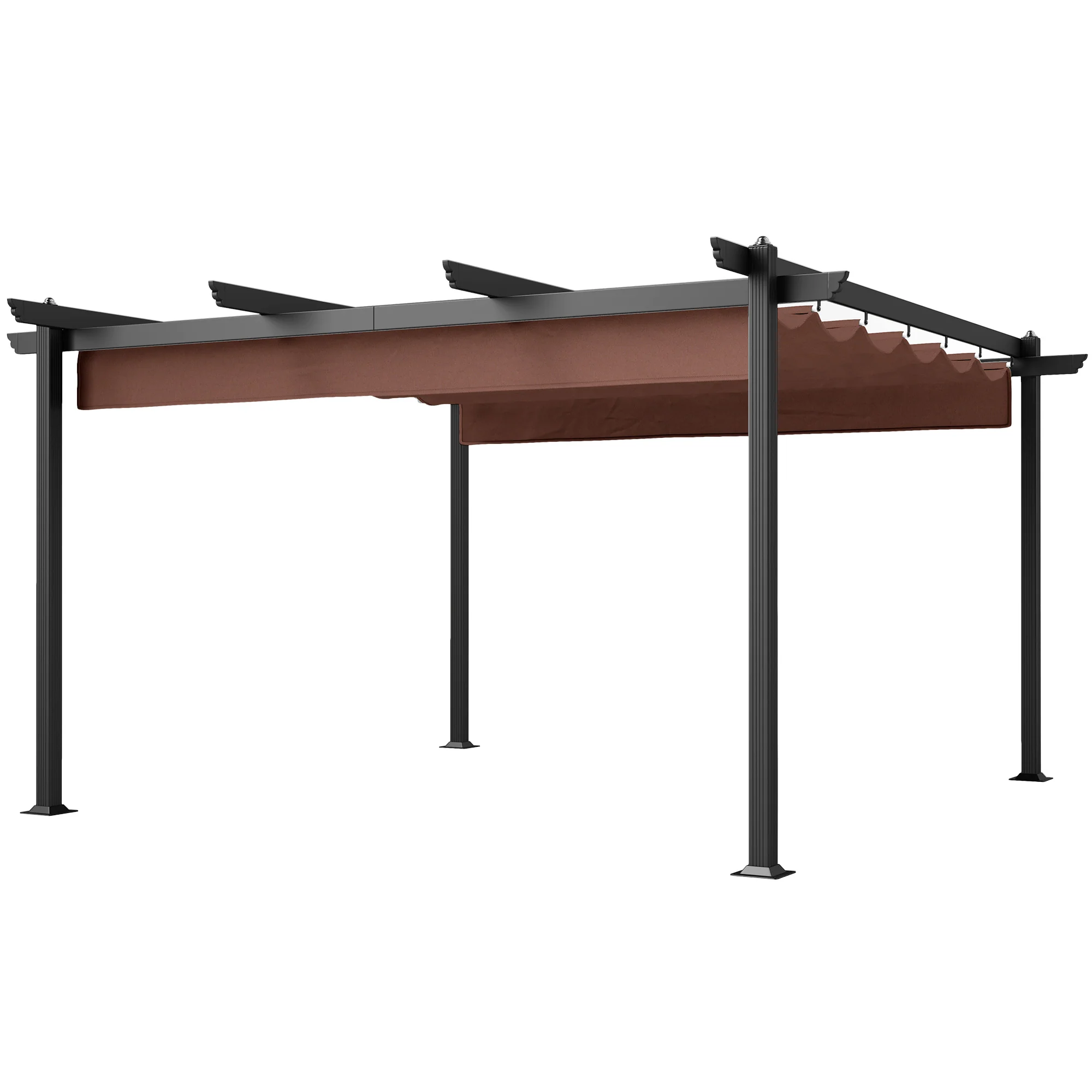 13' x 13' Aluminum Retractable Pergola Canopy, for Garden Patio Backyard Deck, Brown