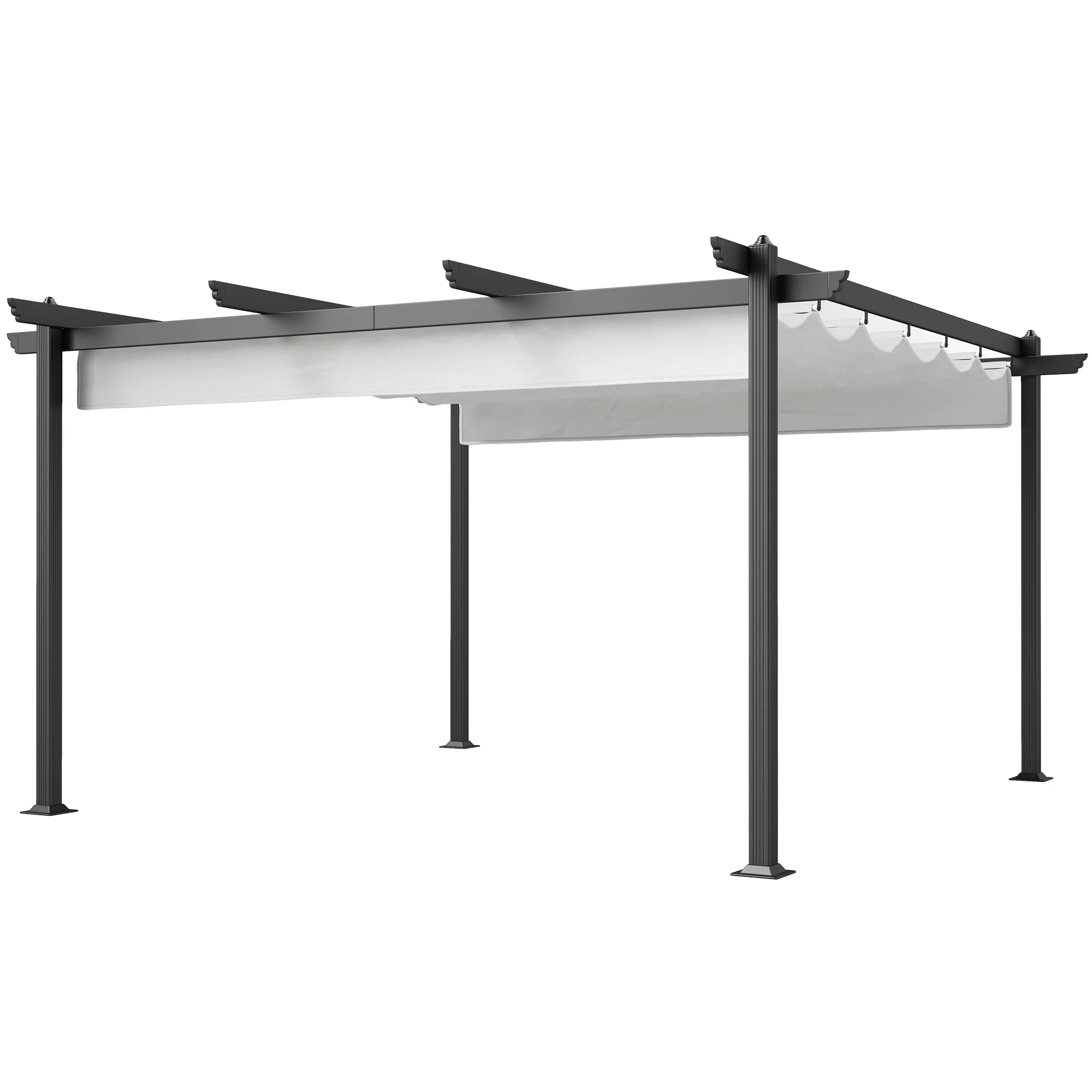 13' x 13' Aluminum Retractable Pergola Canopy, for Garden Patio Backyard Deck, White - Image 12