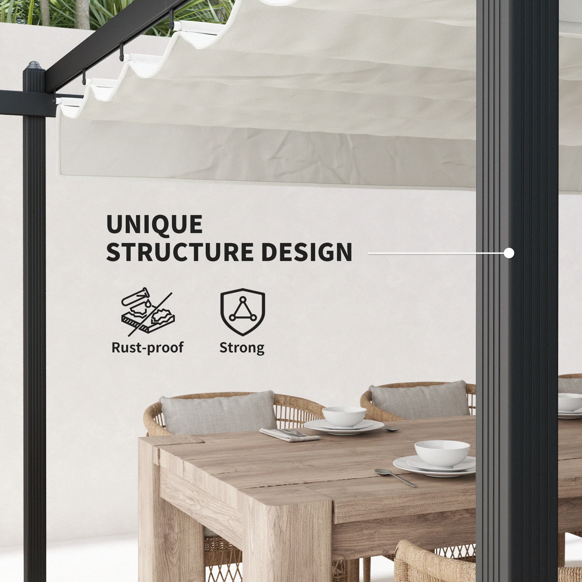 13' x 13' Aluminum Retractable Pergola Canopy, for Garden Patio Backyard Deck, White - Image 7