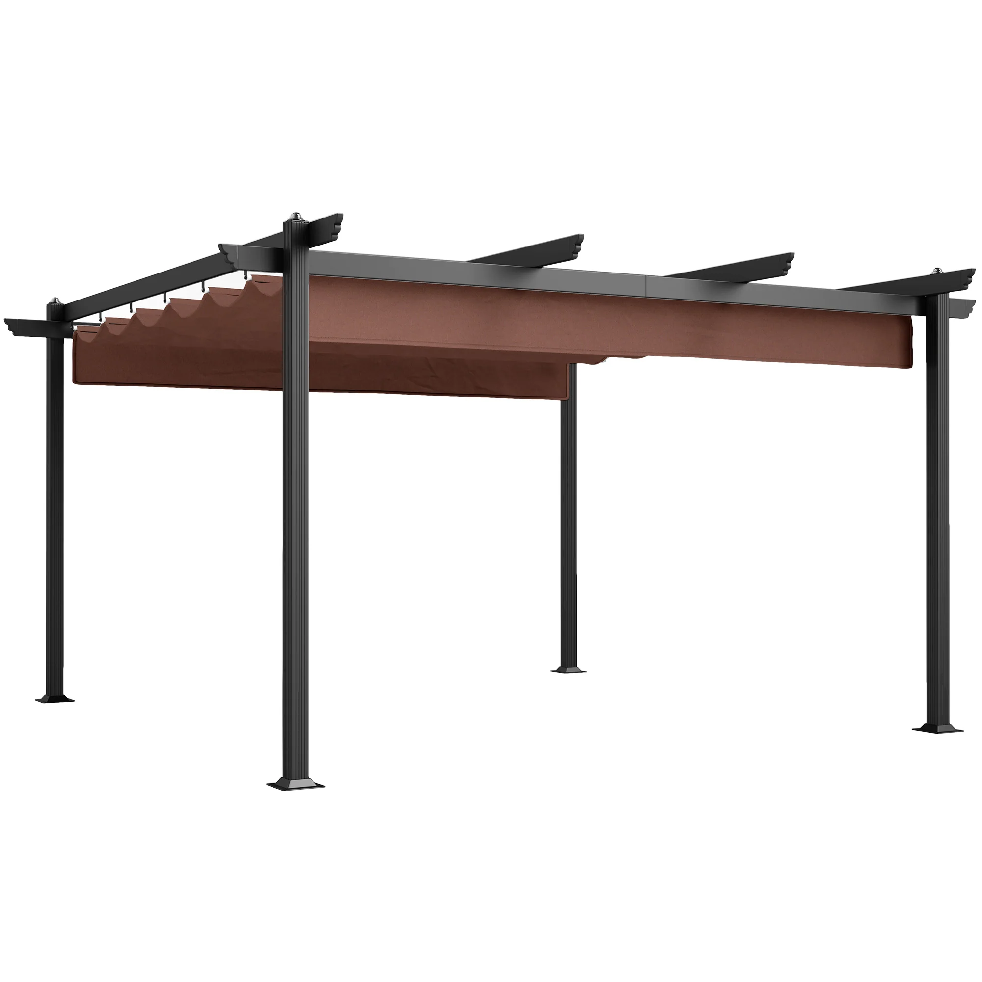 13' x 13' Aluminum Retractable Pergola Canopy, for Garden Patio Backyard Deck, Brown - Image 2