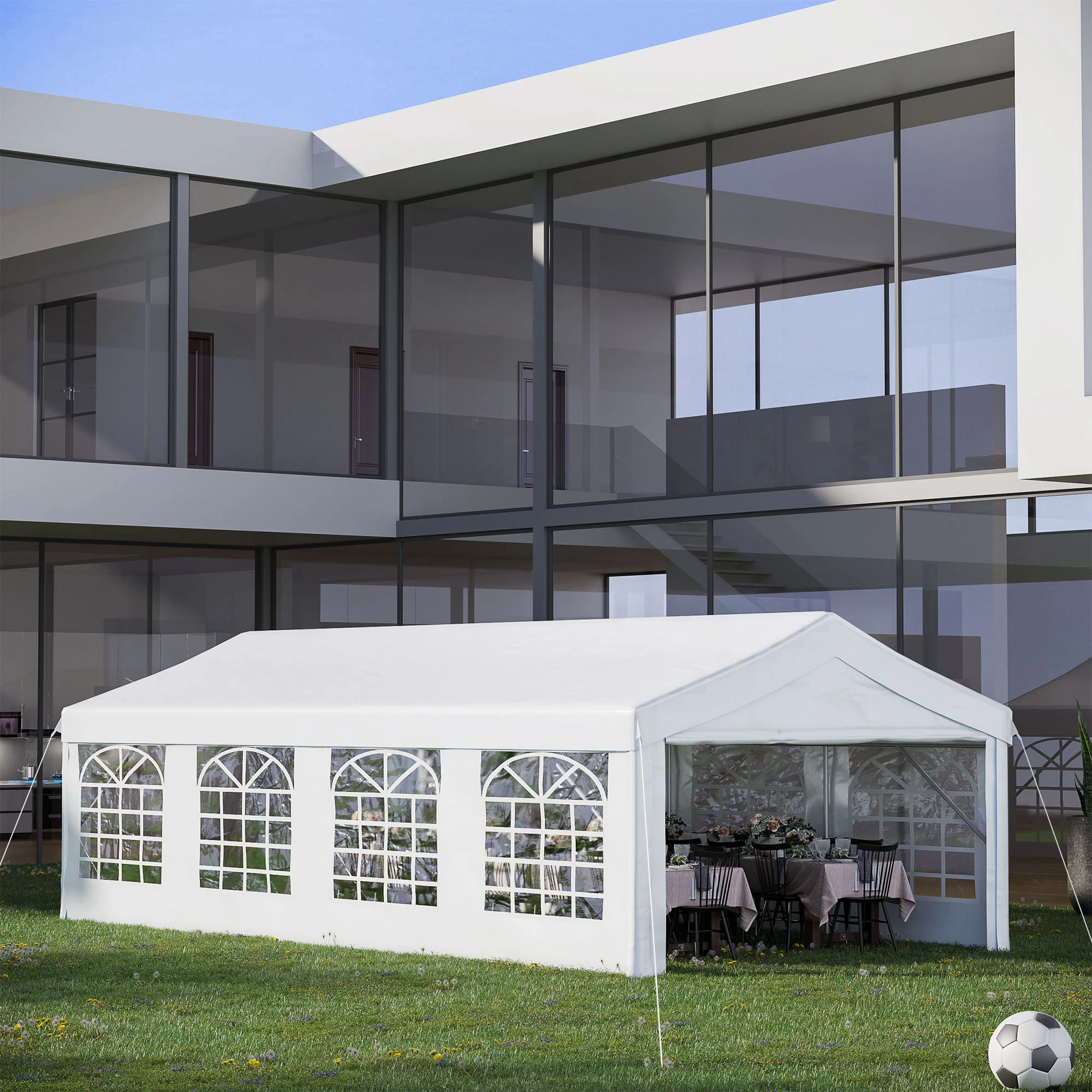 13' x 26' Heavy-duty Outdoor Party Tent with 4 Sidewalls & 8 Windows, White - Image 3