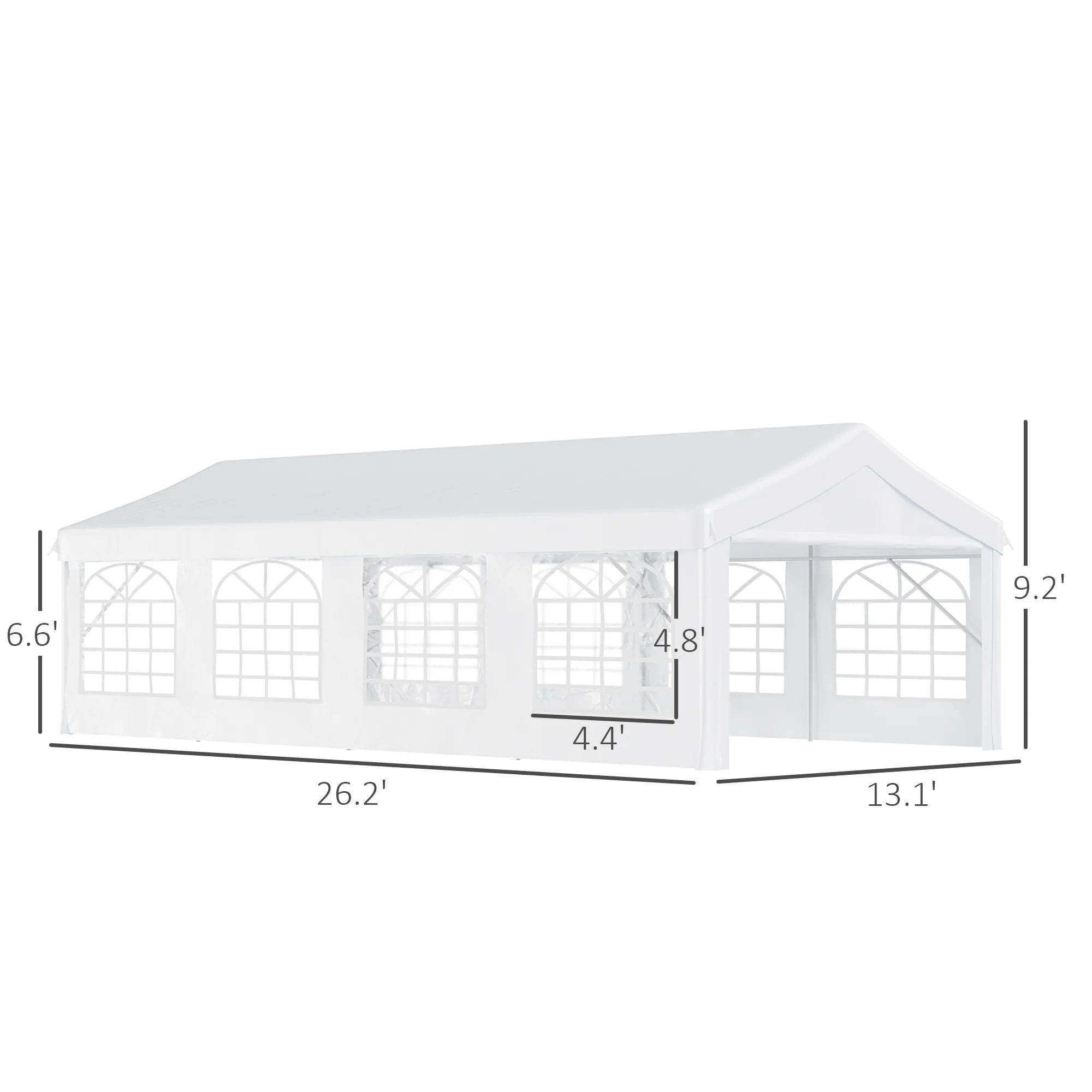 13' x 26' Heavy-duty Outdoor Party Tent with 4 Sidewalls & 8 Windows, White - Image 5
