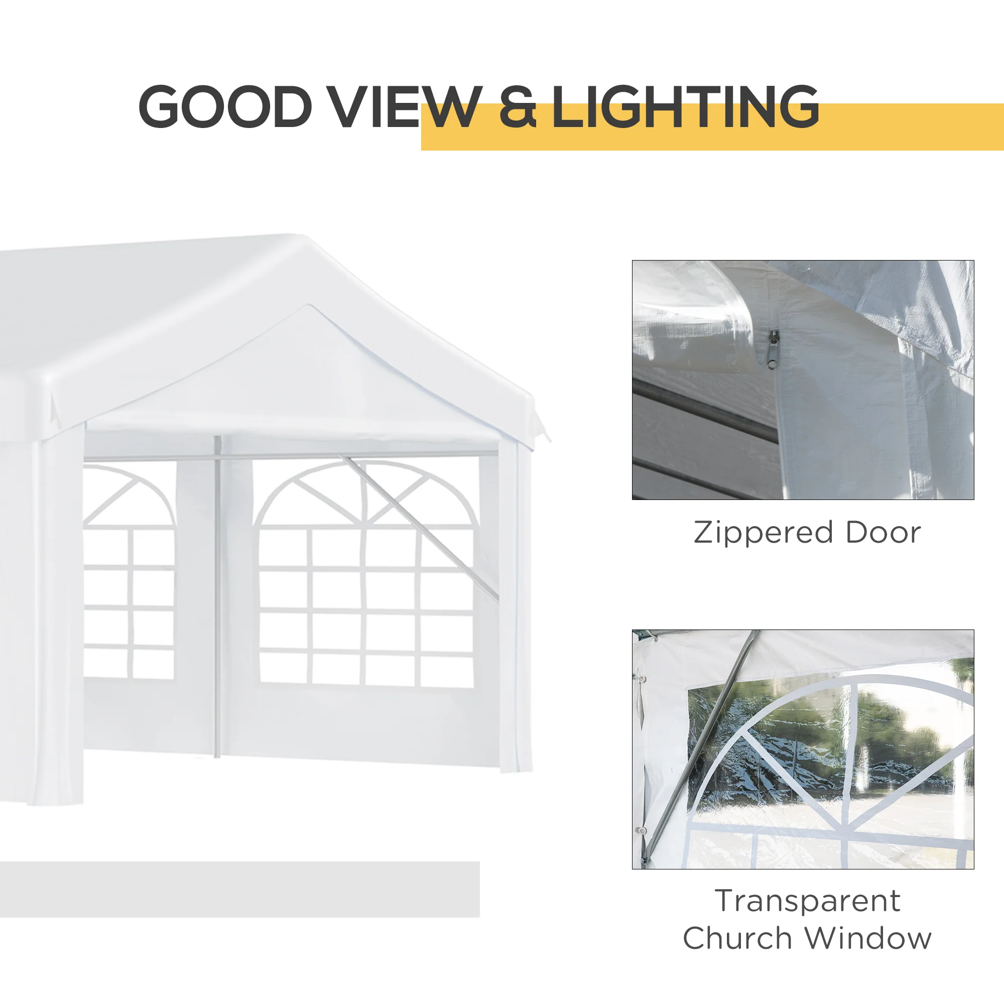 13' x 26' Heavy-duty Outdoor Party Tent with 4 Sidewalls & 8 Windows, White - Image 8