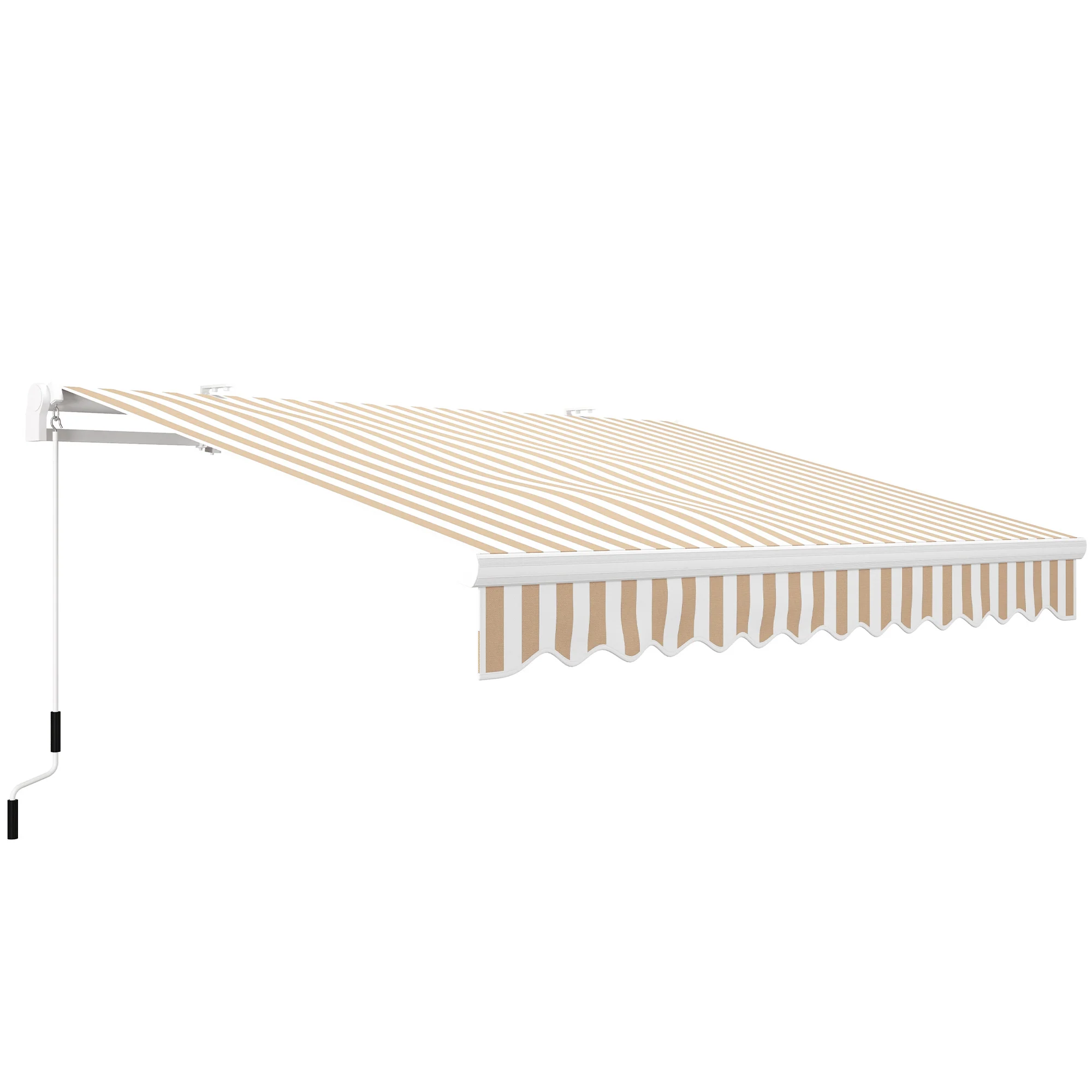 13' x 8' Retractable Awning with Manual Crank, UV/Water-Resistant, Aluminum Frame, Beige Stripes - Image 12