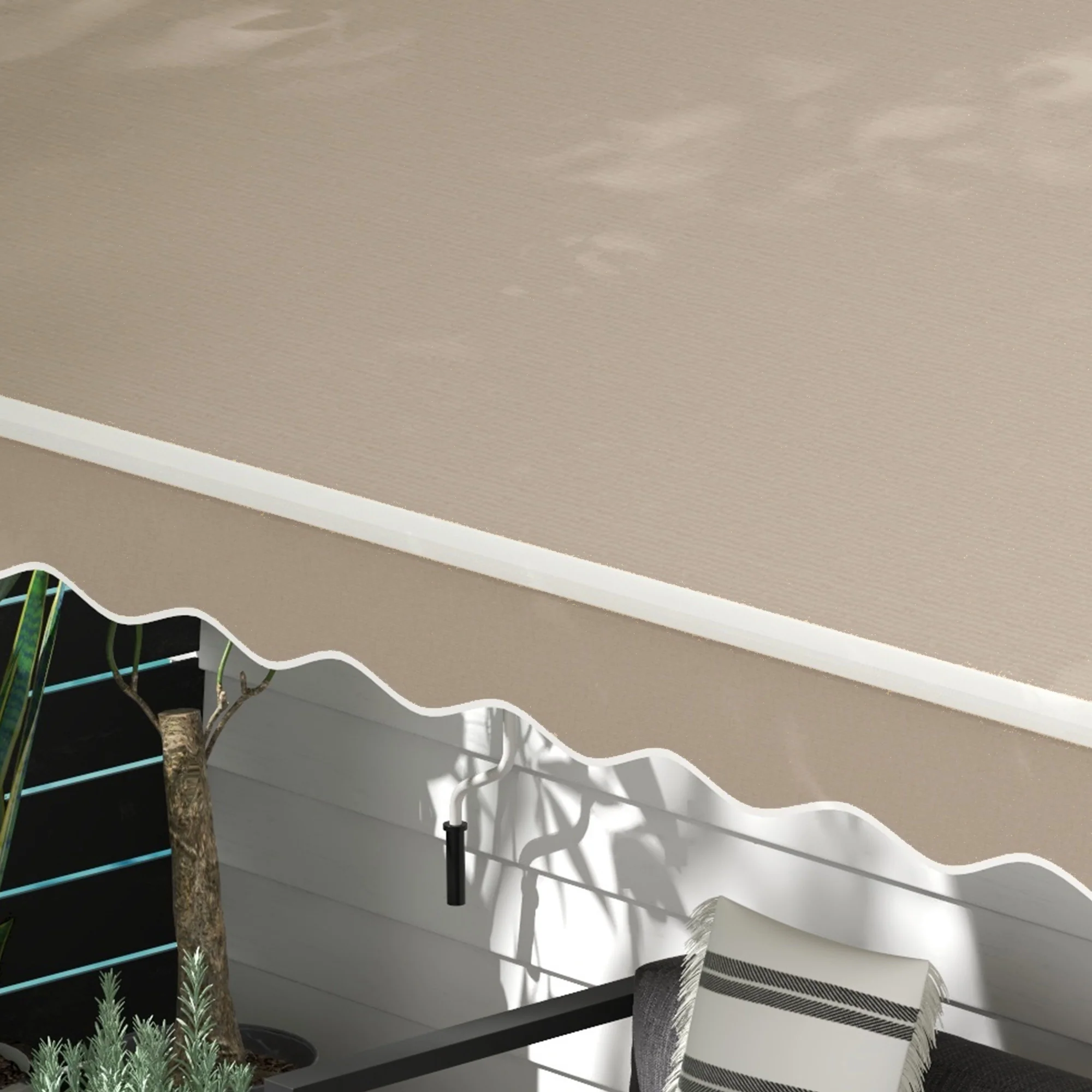 13' x 8' Retractable Awning with Manual Crank, UV/Water-Resistant Fabric & Aluminum Frame, Beige - Image 10