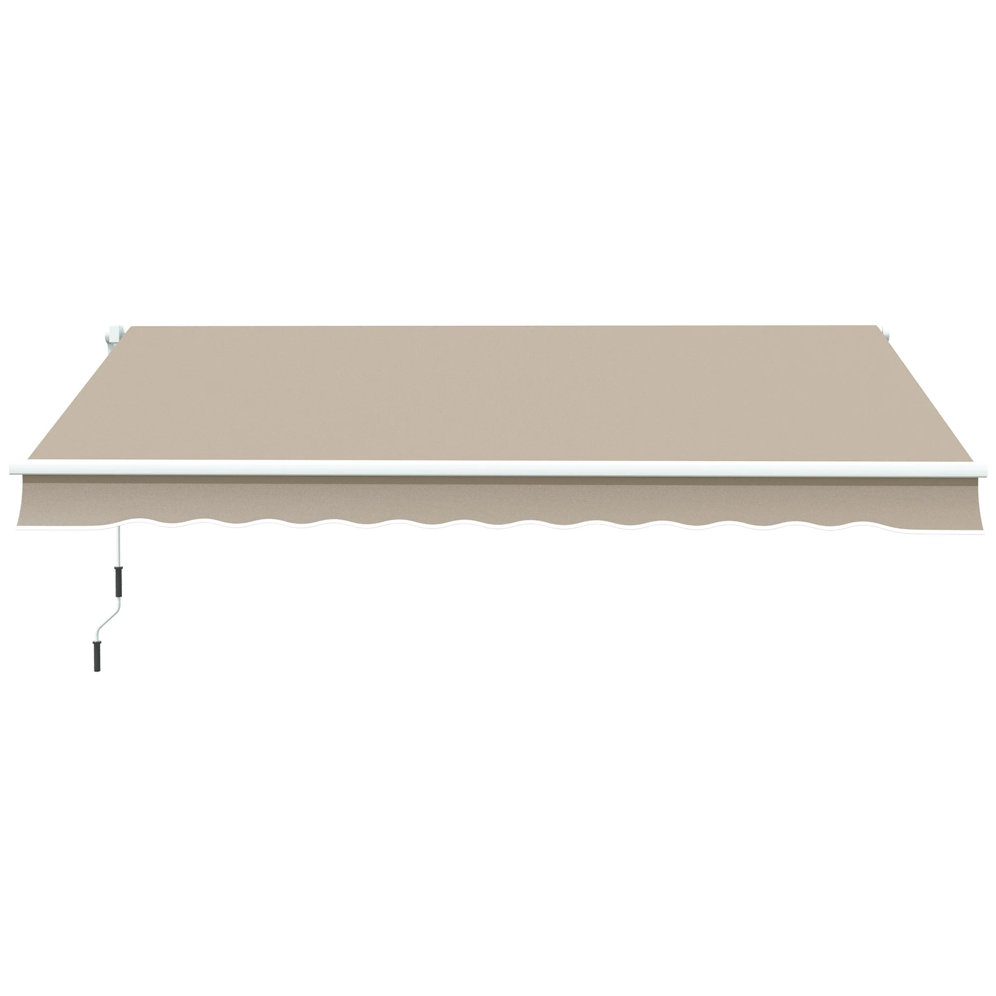 13' x 8' Retractable Awning with Manual Crank, UV/Water-Resistant Fabric & Aluminum Frame, Beige - Image 2