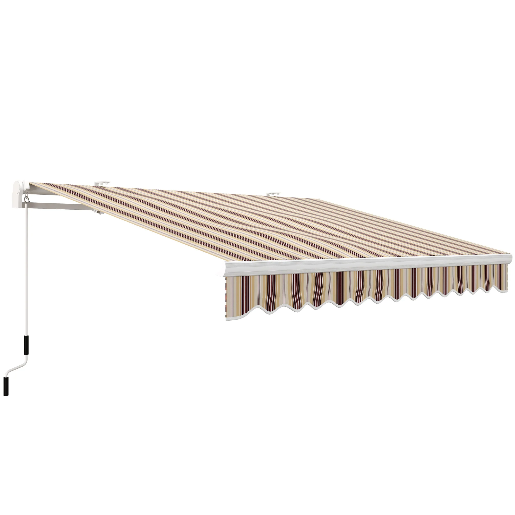 13' x 8' Retractable Patio Awning with Manual Crank, UV/Water-Resistant Fabric, Red Stripes - Image 12