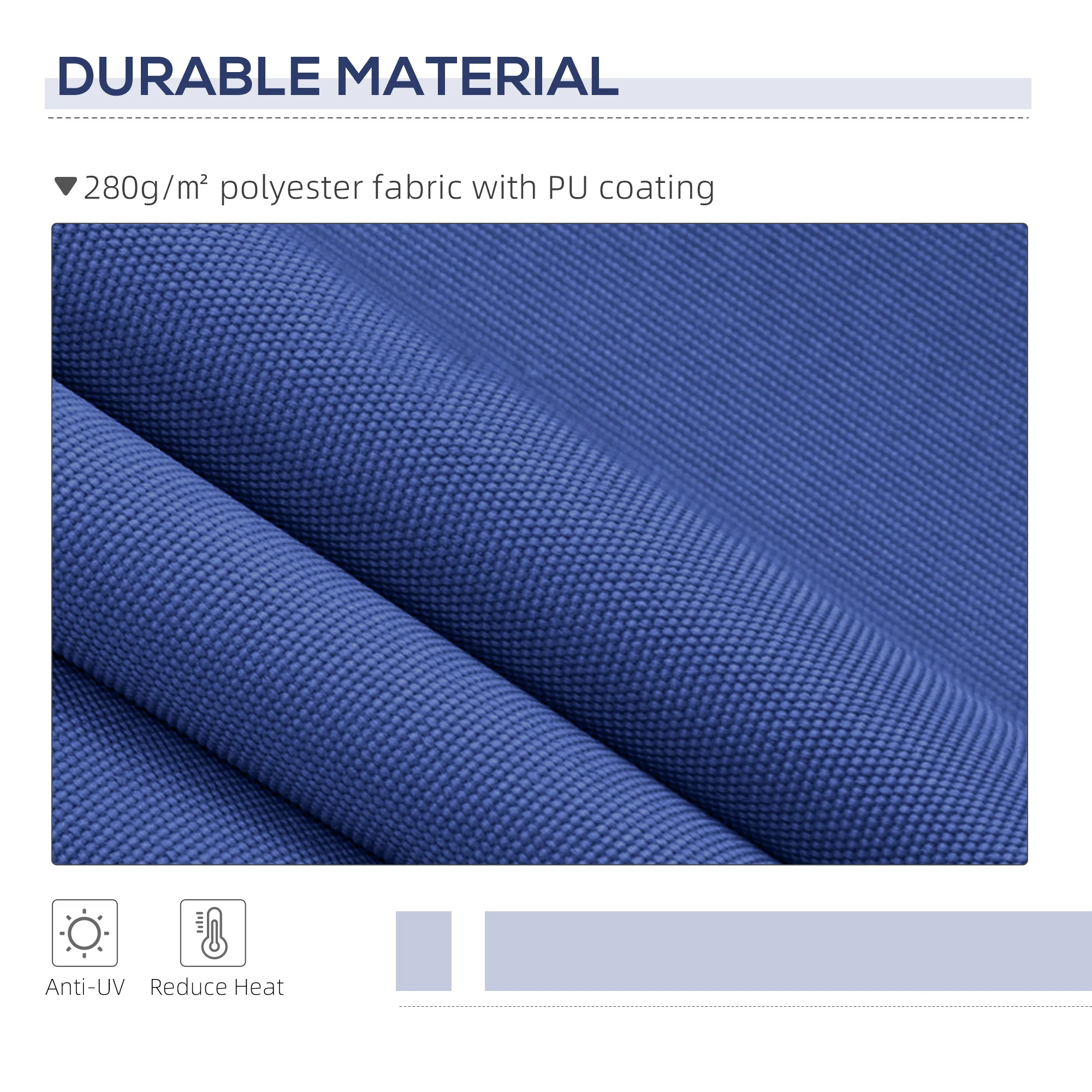 13' x 8' Manual Retractable Sun Shade w/UV Protection & Easy Crank, Dark Blue - Image 6