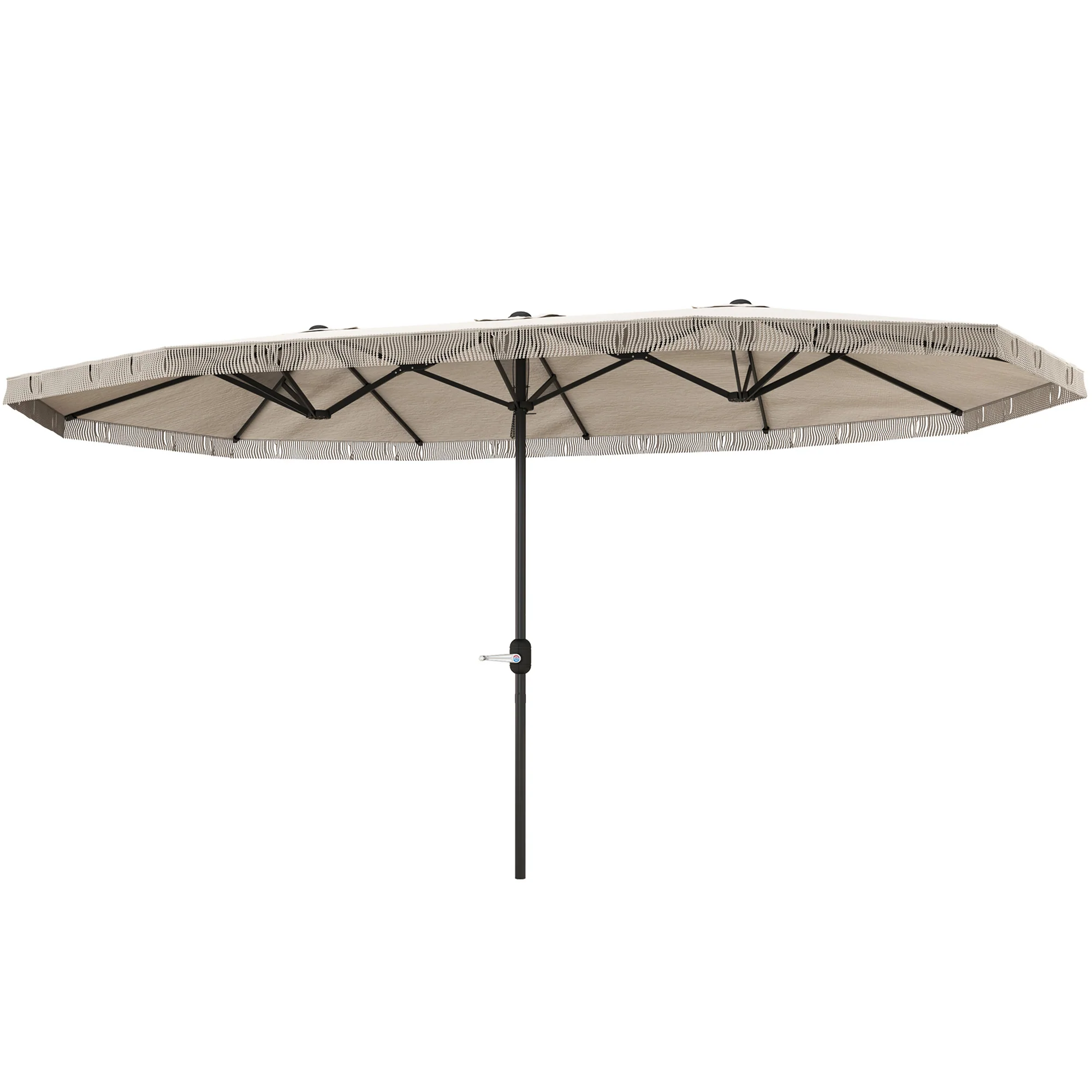 15ft Rectangle Patio Umbrella with UPF30+ & Crank Handle, Cream White - Image 2