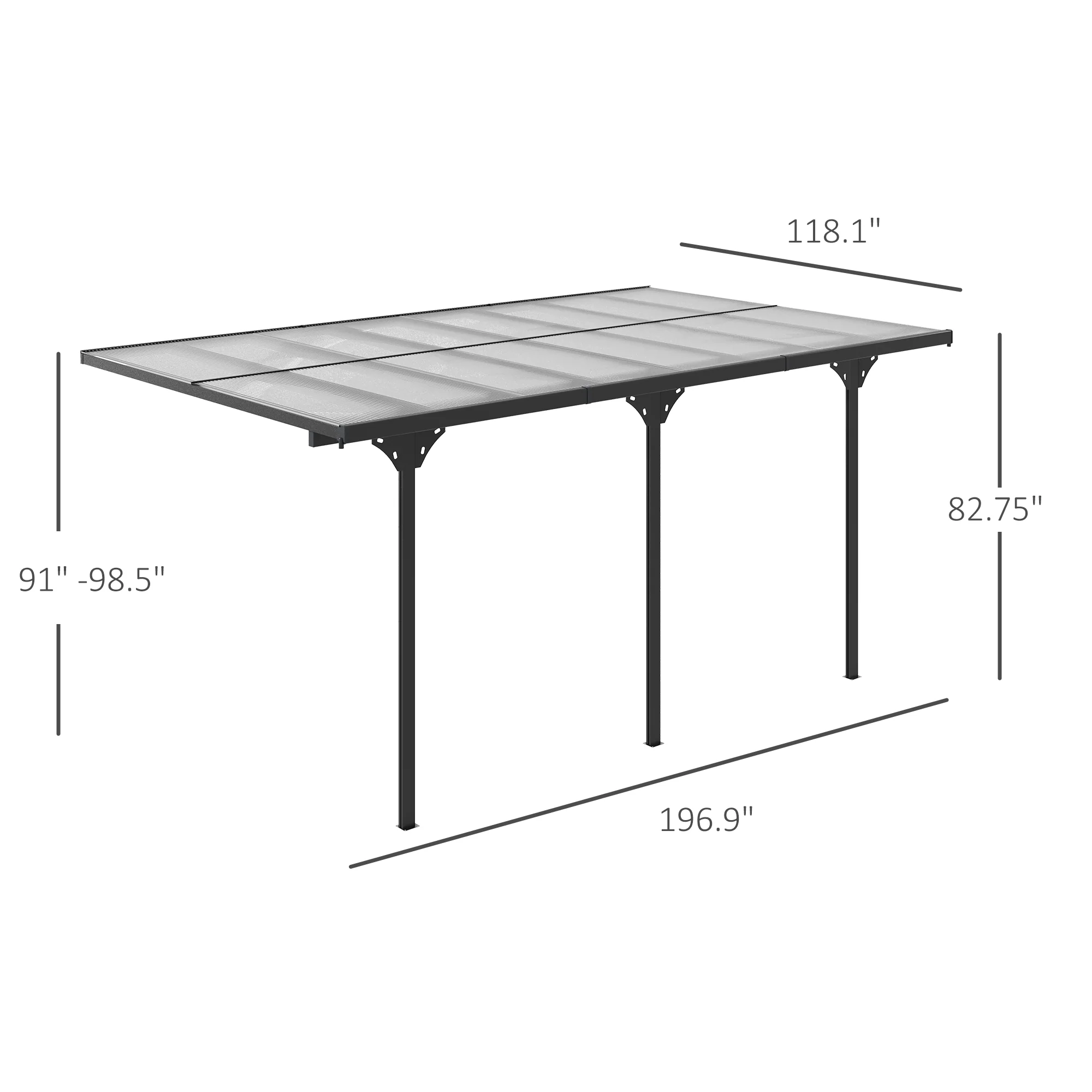 16.5' x 10' Hardtop Pergola with UV-Blocking Transparent Roof, Aluminum Frame, Gray - Image 5
