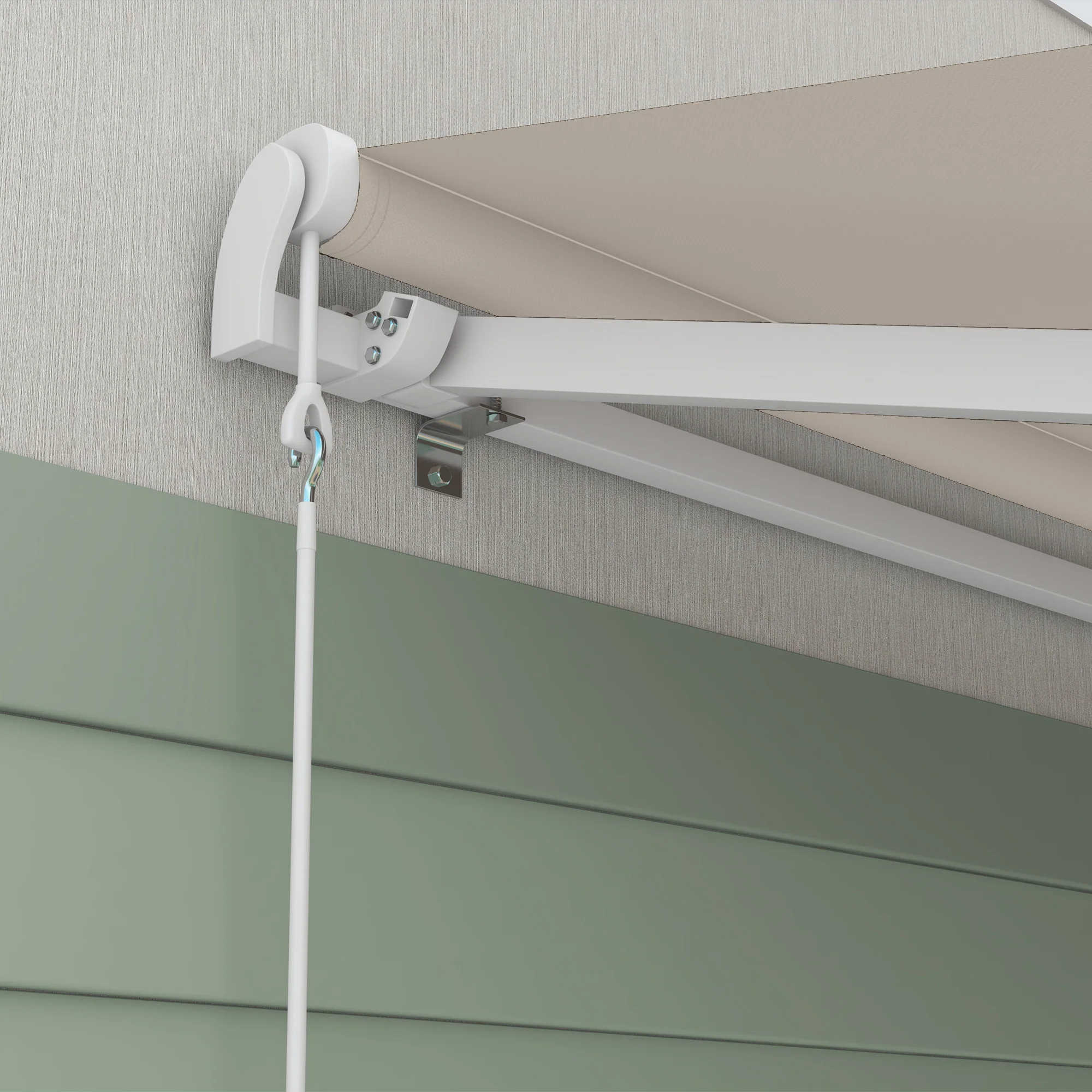 16' x 10' Electric Retractable Awning with Remote & Crank Handle, Cream White - Image 10