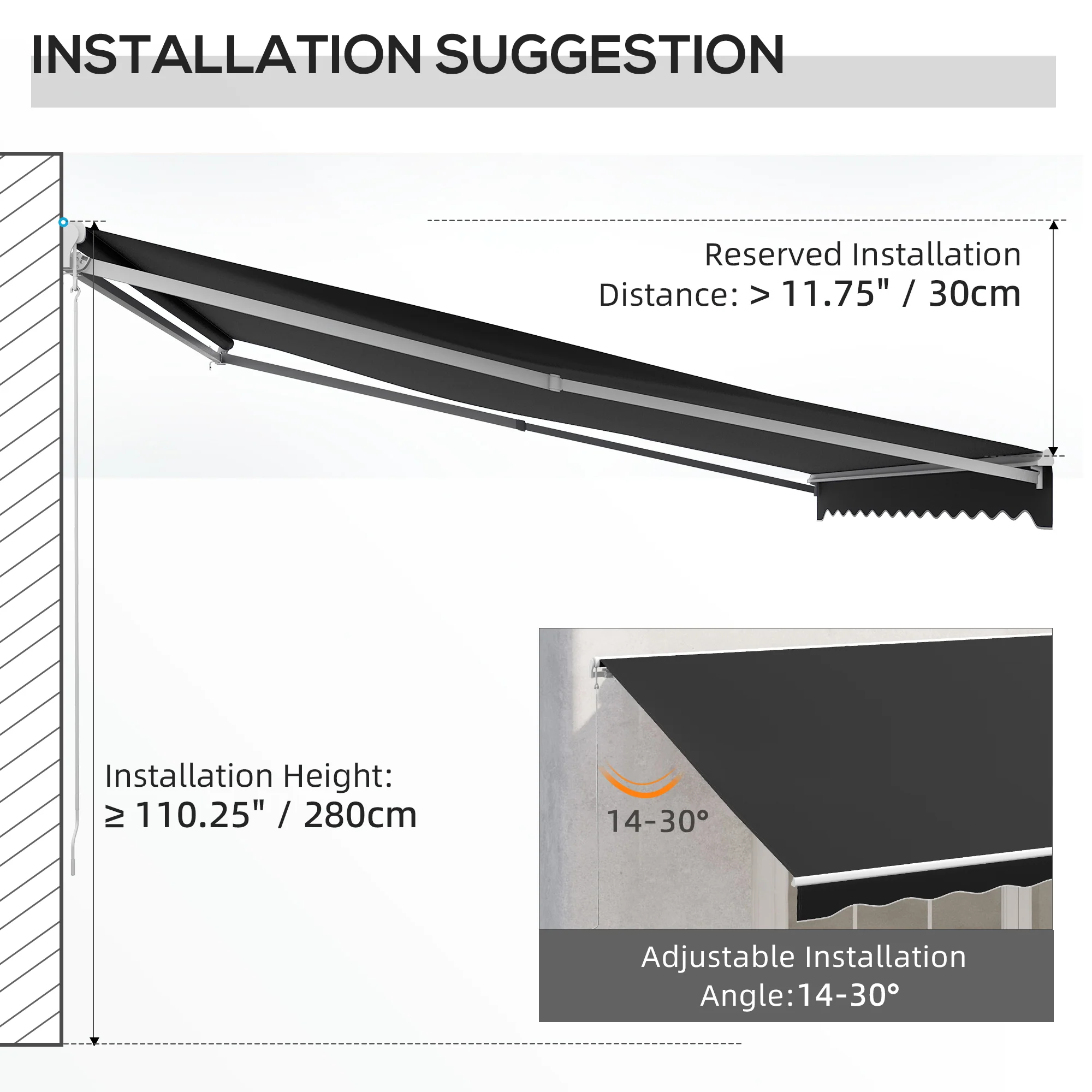 16' x 10' Electric Retractable Awning with Remote & Manual Crank, Black - Image 8