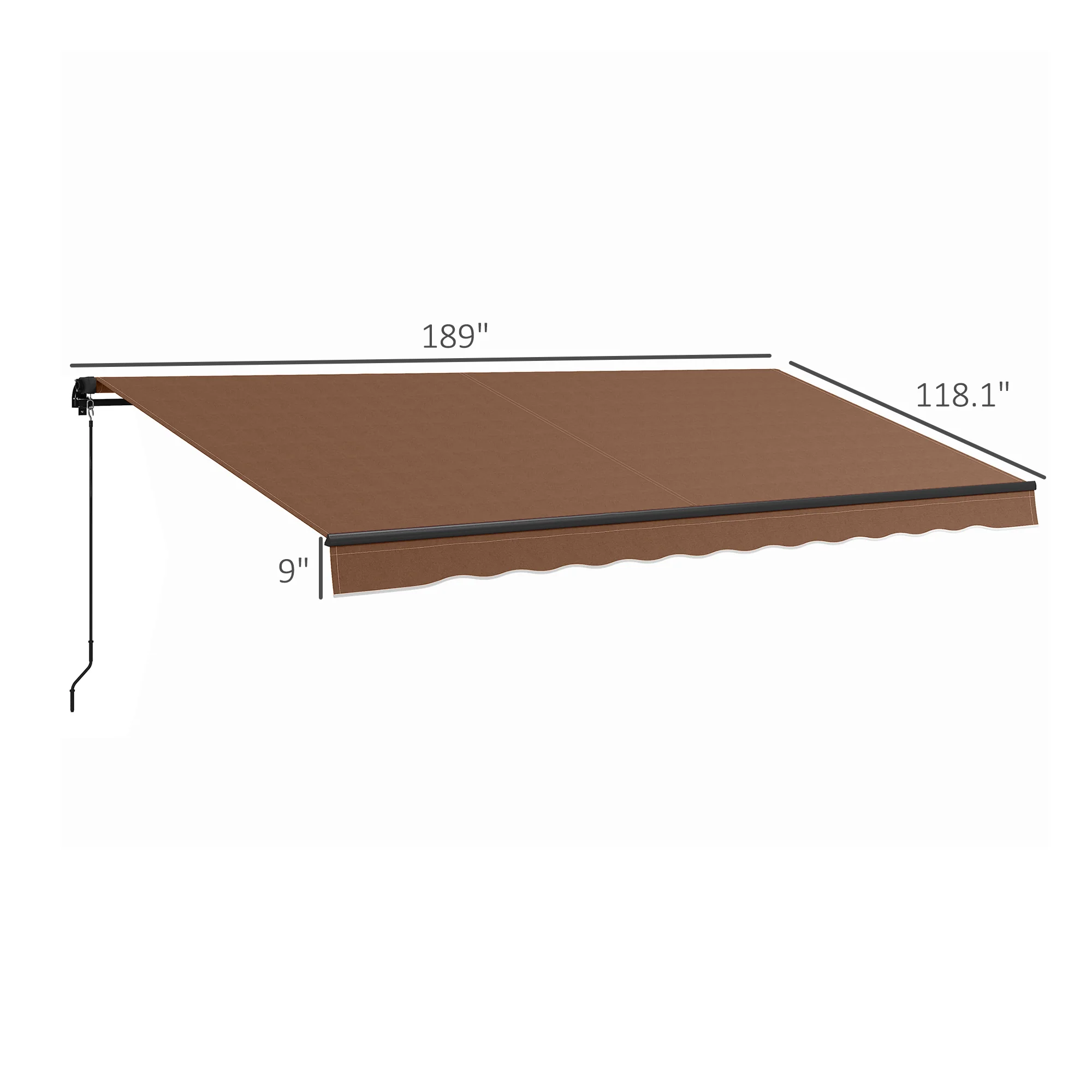16' x 10' Retractable Sunshade Awning, UV-Resistant 280GSM Canopy, Brown - Image 5