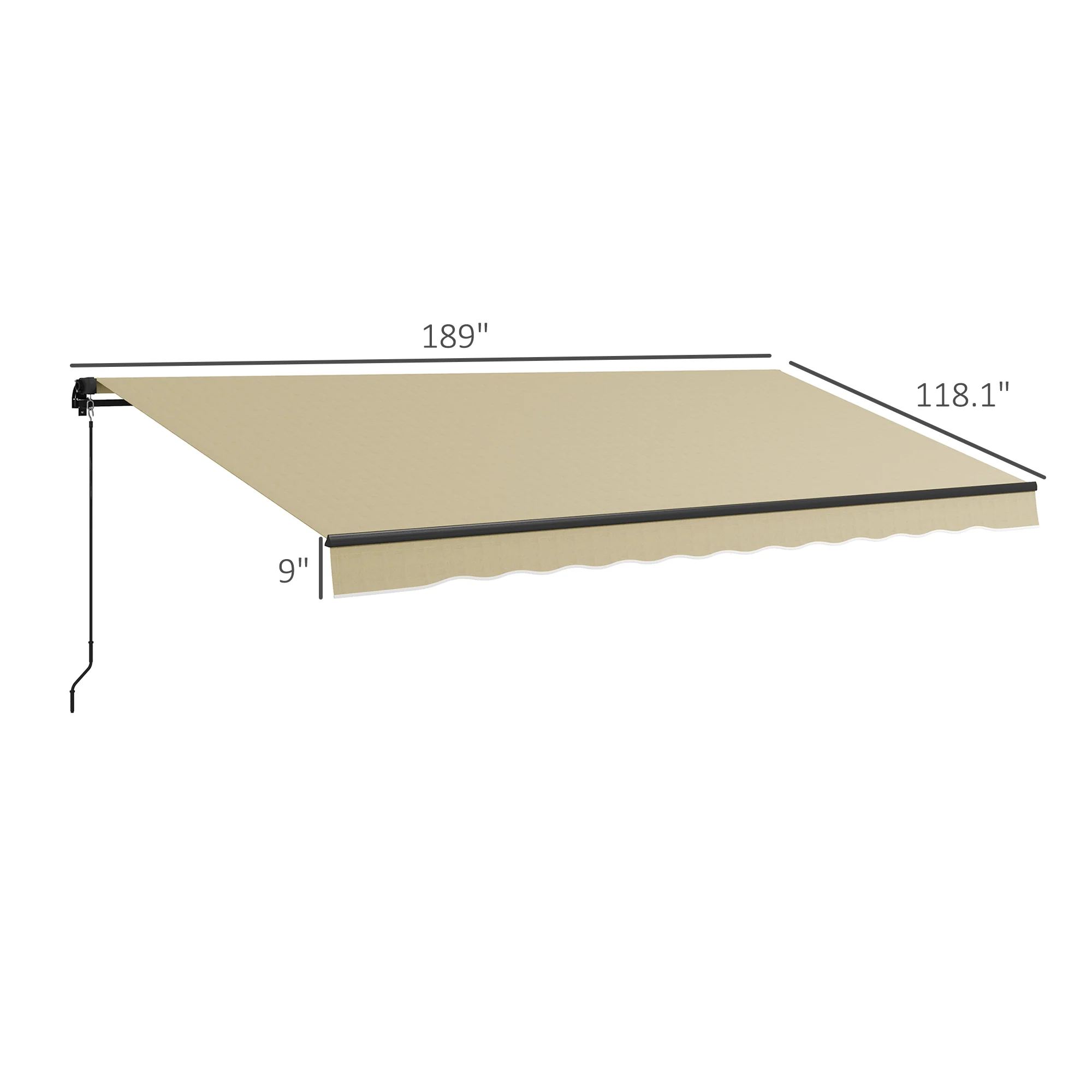 16' x 10' Retractable Awning, 280gsm UV Resistant Sunshade Shelter, Beige - Image 5