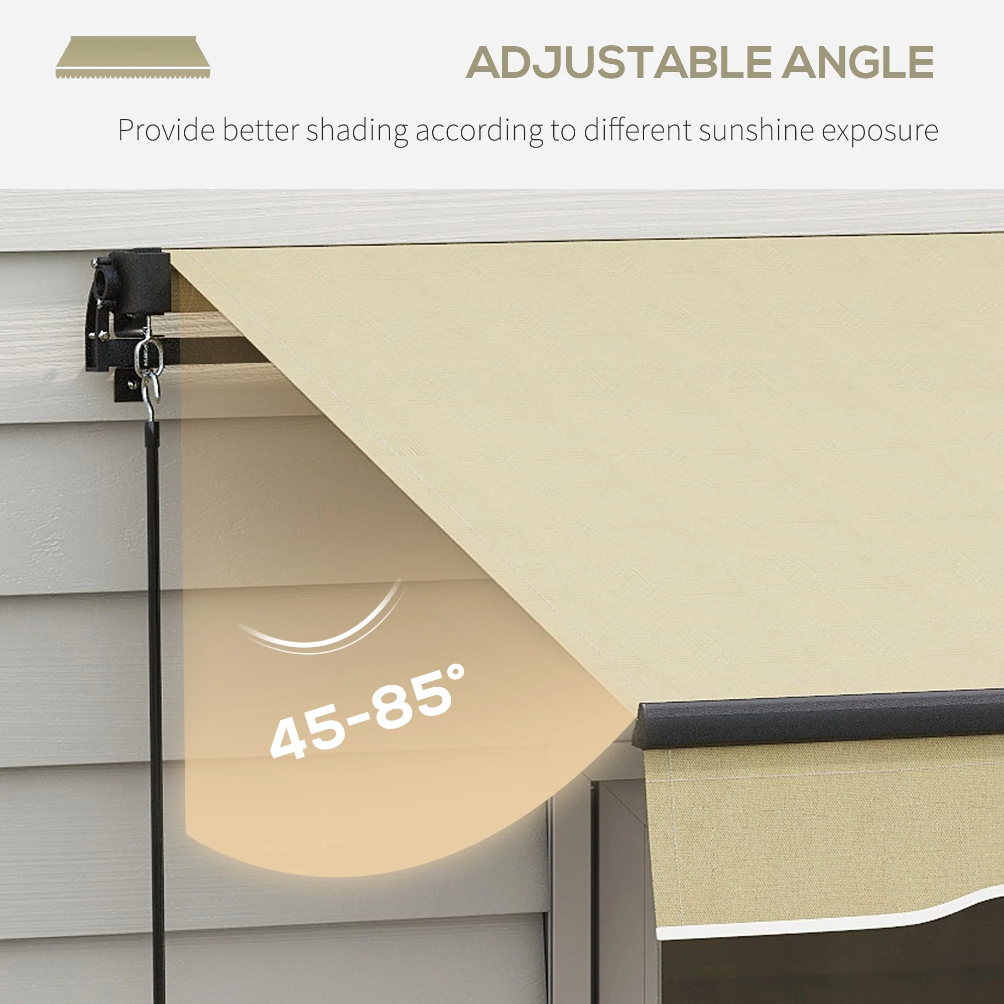 16' x 10' Retractable Awning, 280gsm UV Resistant Sunshade Shelter, Beige - Image 7