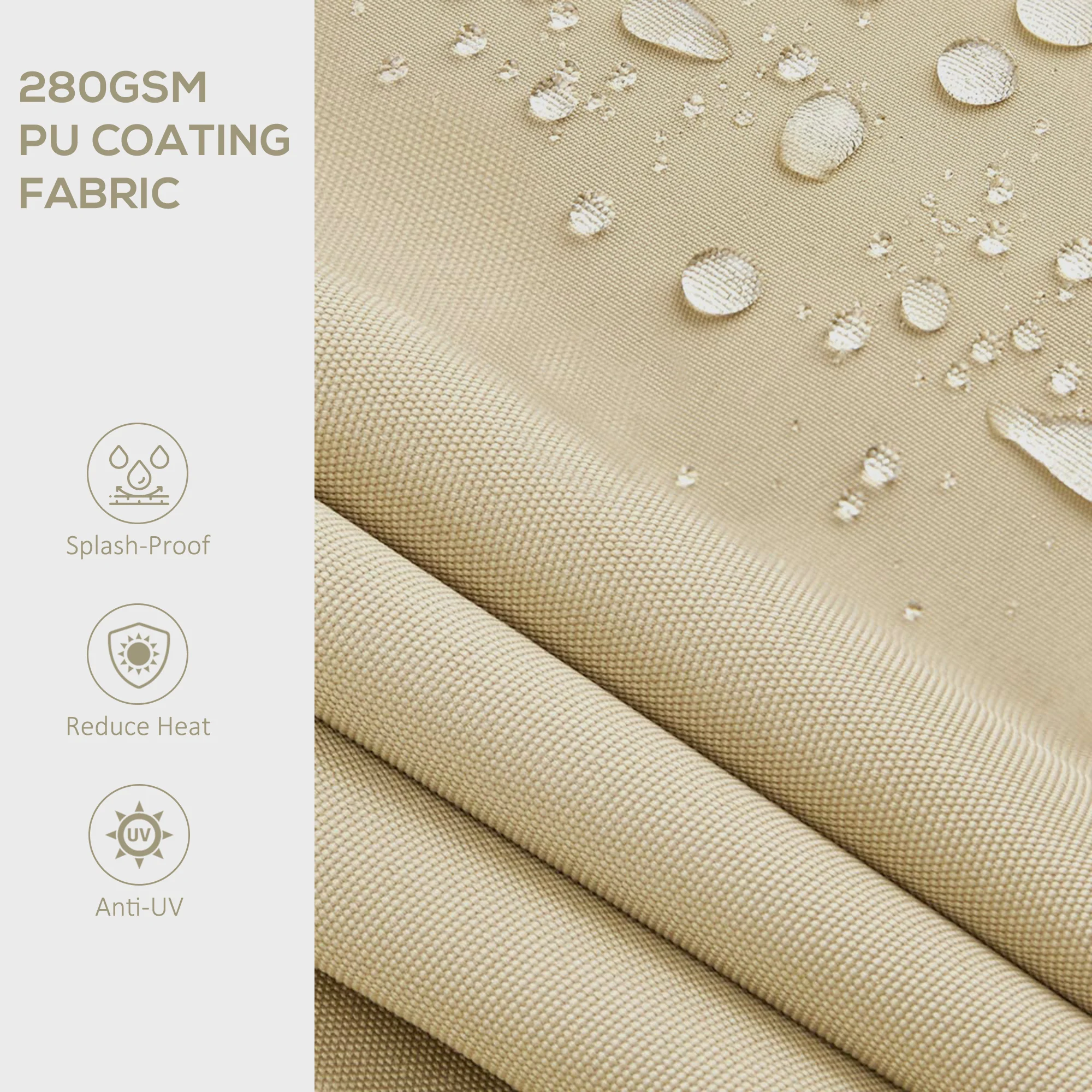 16' x 10' Retractable Awning, 280gsm UV Resistant Sunshade Shelter, Beige - Image 8