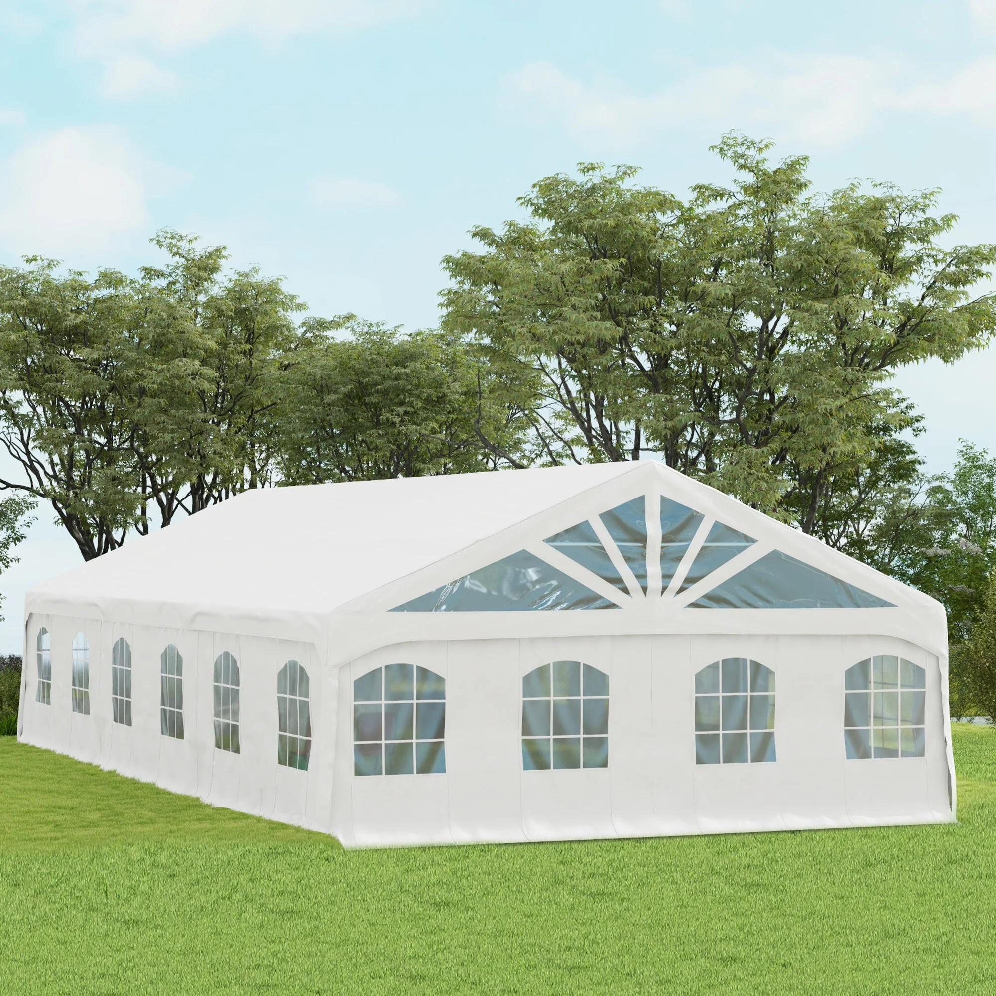 19.5' x 39' Large Sun Shade Canopy Tent for Parties, Weddings, BBQ, White - Image 4