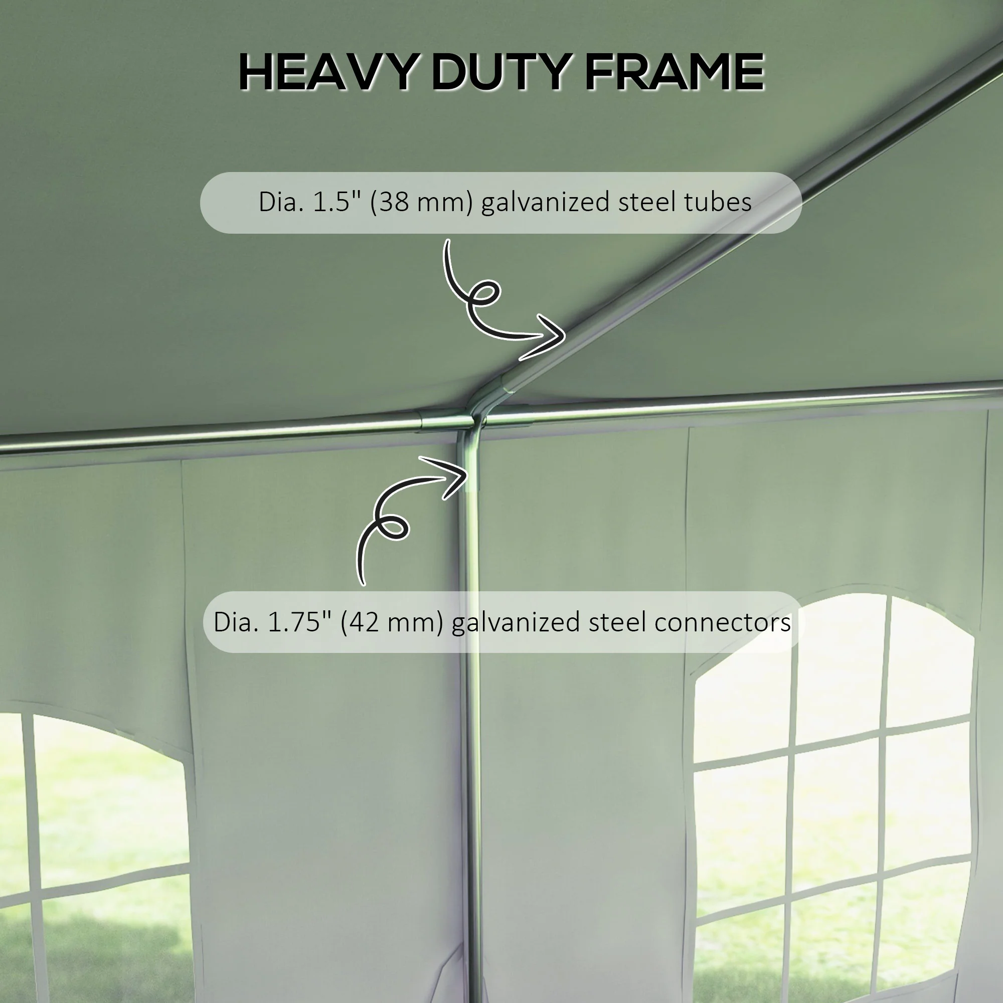 19.5' x 39' Large Sun Shade Canopy Tent for Parties, Weddings, BBQ, White - Image 8