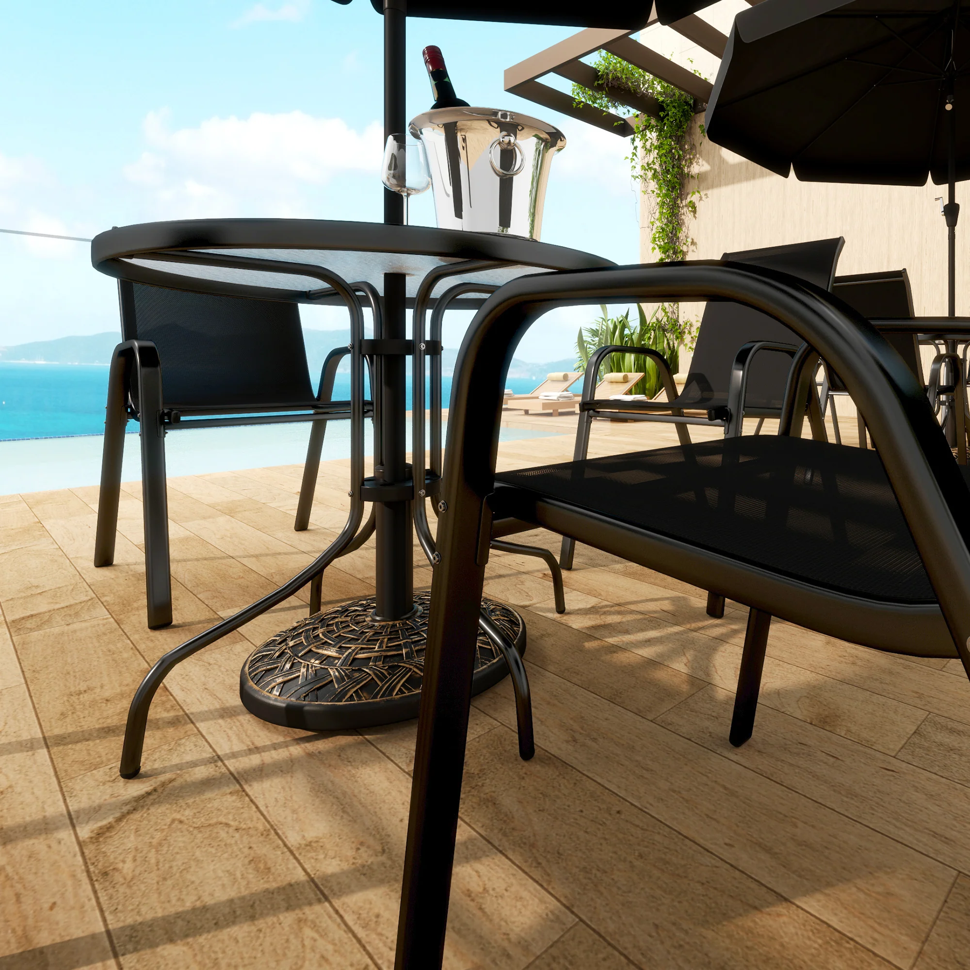19" Patio Umbrella Base, 26 lbs Concrete Heavy Duty Umbrella Stand, Round Patio Umbrella Holder for 1.5"/1.9" Umbrella Poles for Outdoor, Lawn, Poolside, Bronze - Image 11
