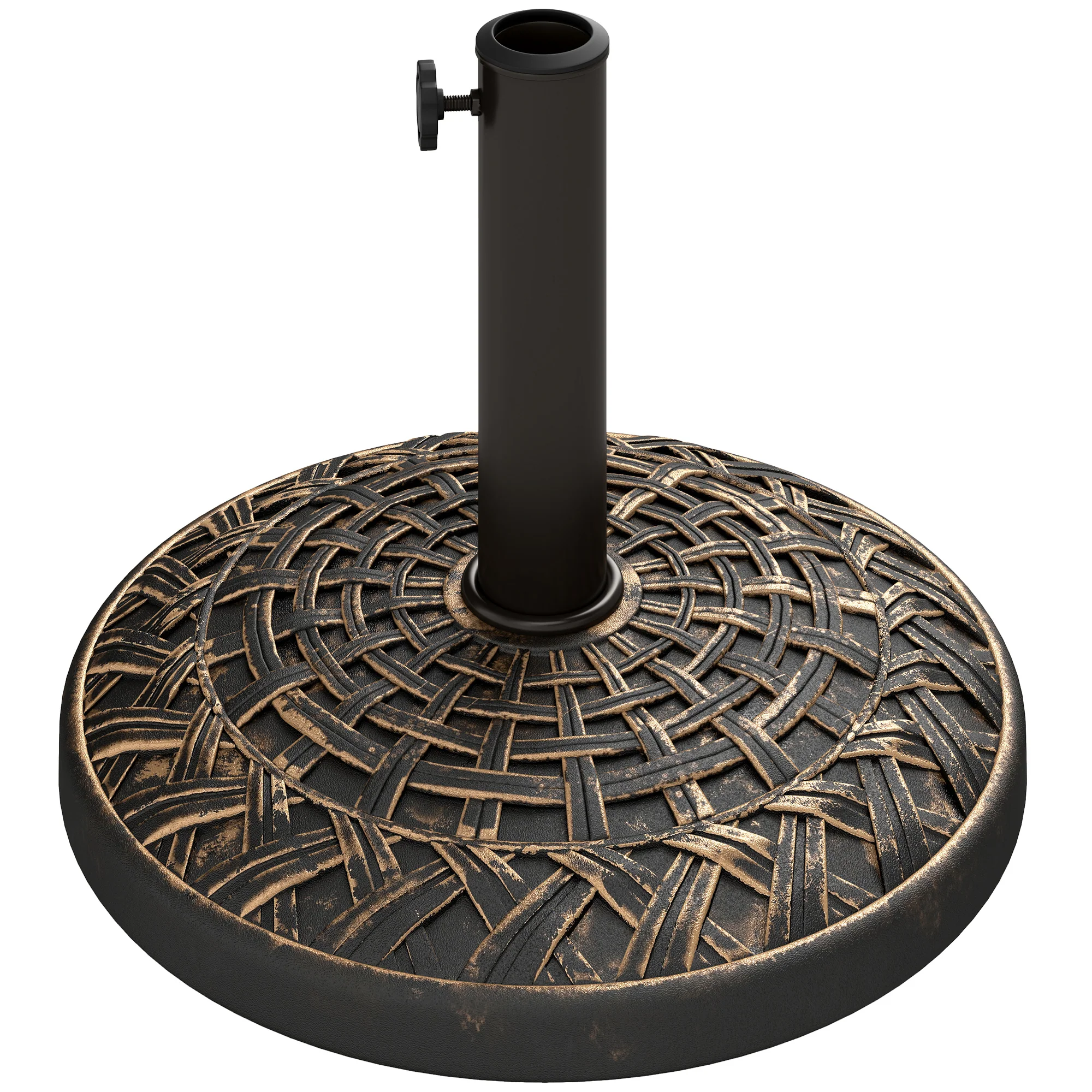 19" Patio Umbrella Base, 26 lbs Concrete Heavy Duty Umbrella Stand, Round Patio Umbrella Holder for 1.5"/1.9" Umbrella Poles for Outdoor, Lawn, Poolside, Bronze - Image 2