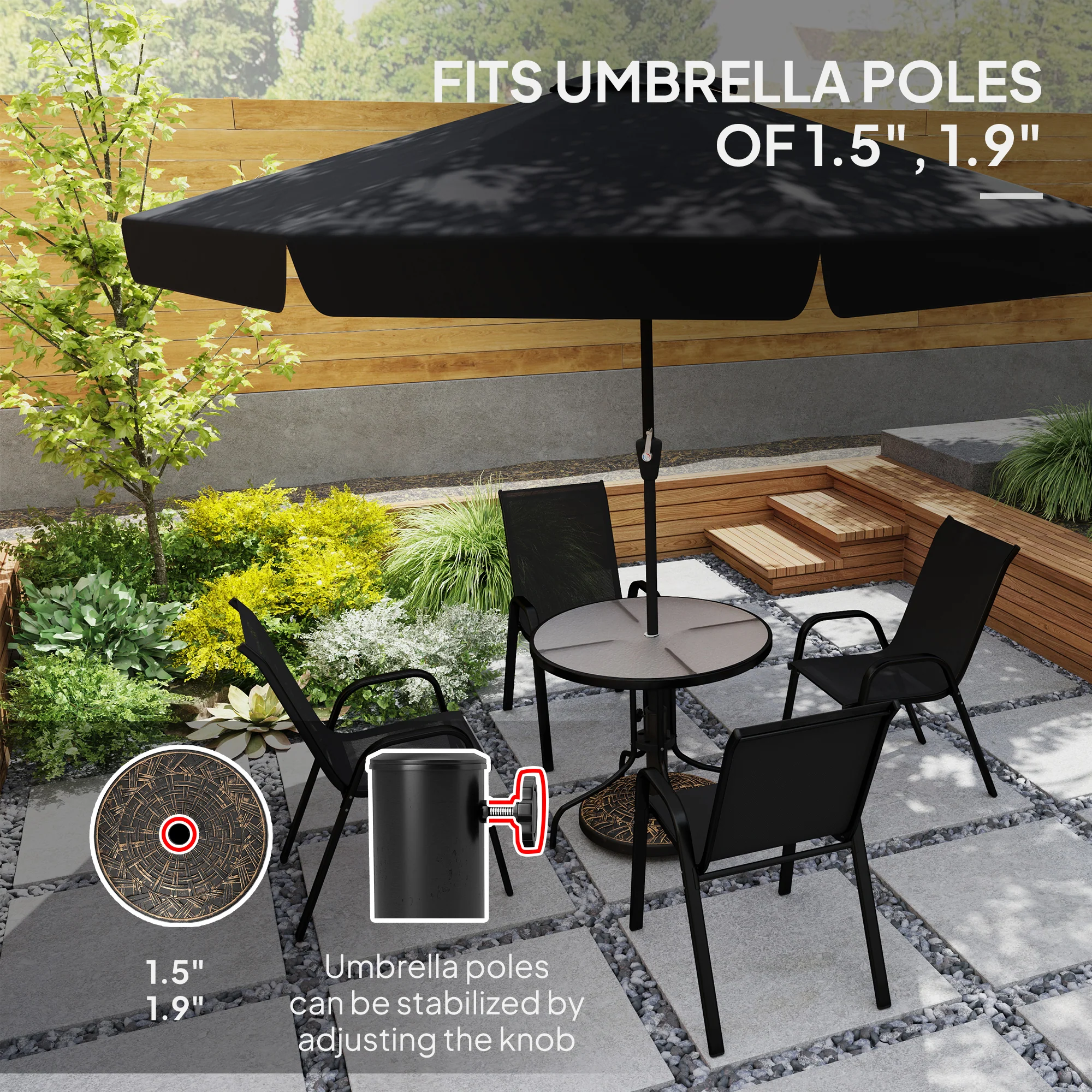 19" Patio Umbrella Base, 26 lbs Concrete Heavy Duty Umbrella Stand, Round Patio Umbrella Holder for 1.5"/1.9" Umbrella Poles for Outdoor, Lawn, Poolside, Bronze - Image 6