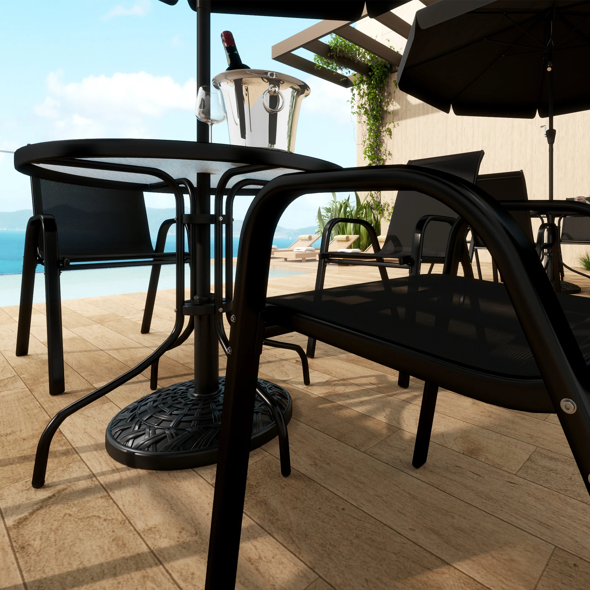 19" Patio Umbrella Base, 26 lbs Concrete Heavy Duty Umbrella Stand, Round Patio Umbrella Holder for 1.5"/1.9" Umbrella Poles for Outdoor, Lawn, Poolside, Black - Image 11