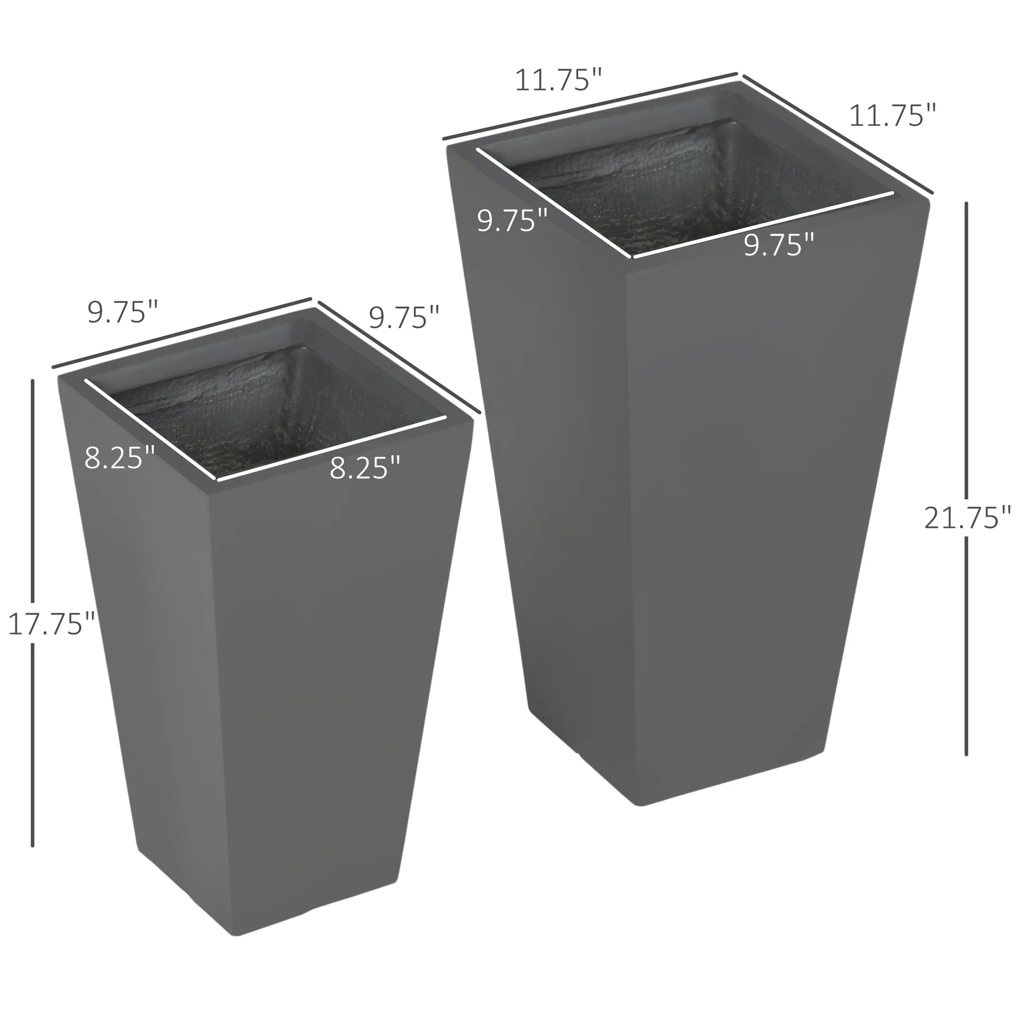 2-Pack Outdoor Planter Set, Flower Pots with Drainage Holes, Durable & Stackable Plant Pot, 22in & 18in, for Porch, Entryway, Patio, Yard, Garden, Gray - Image 5