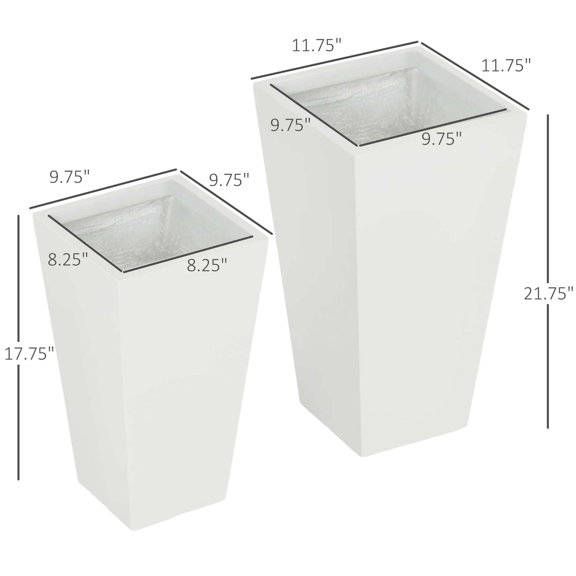 2-Pack Outdoor Planter Set, Flower Pots with Drainage Holes, Durable & Stackable Plant Pot, 22in & 18in, for Porch, Entryway, Patio, Yard, Garden, White - Image 5