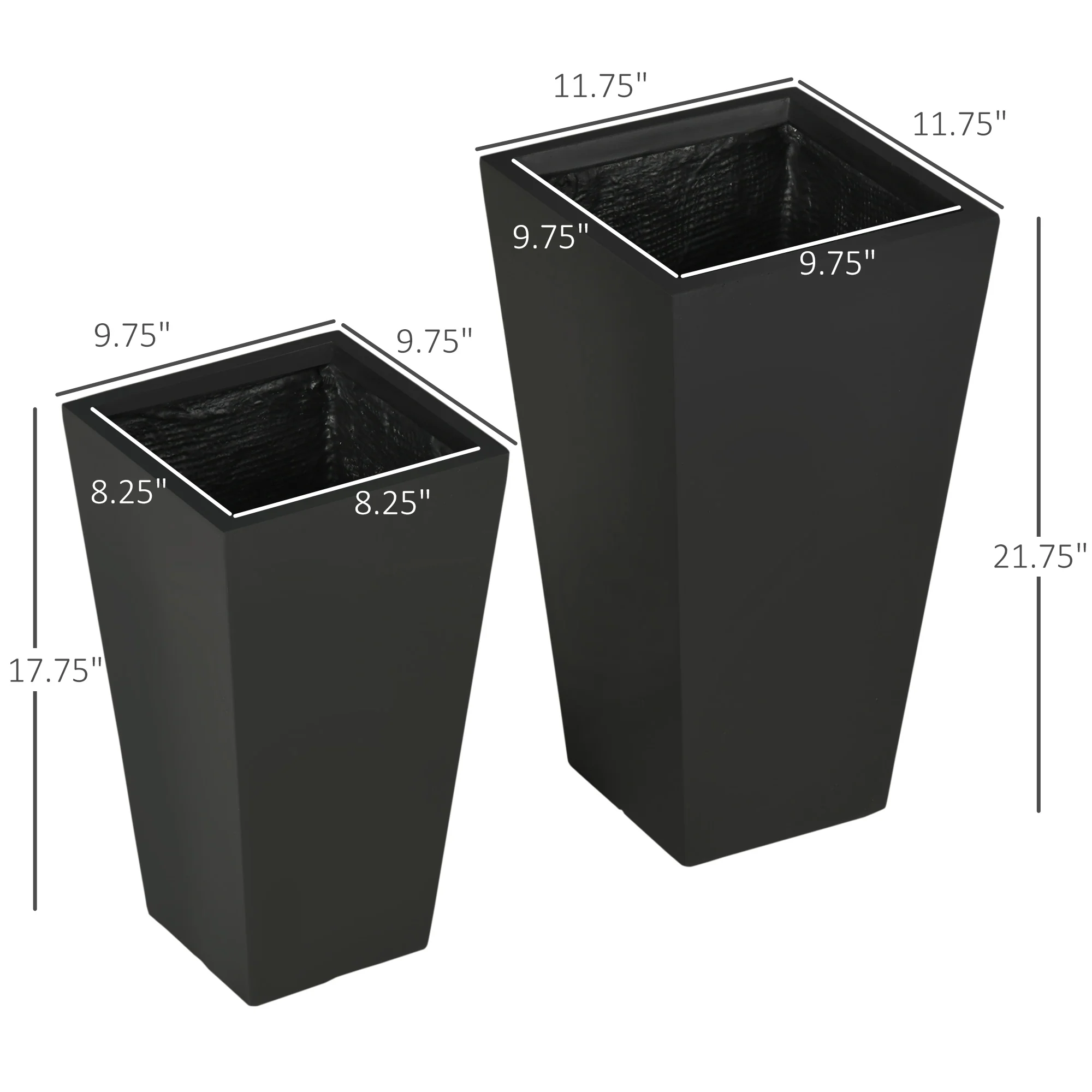 2-Pack Outdoor Planter Set, Flower Pots with Drainage Holes, Durable & Stackable Plant Pot, 22in & 18in, for Porch, Entryway, Patio, Yard, Garden, Black - Image 5