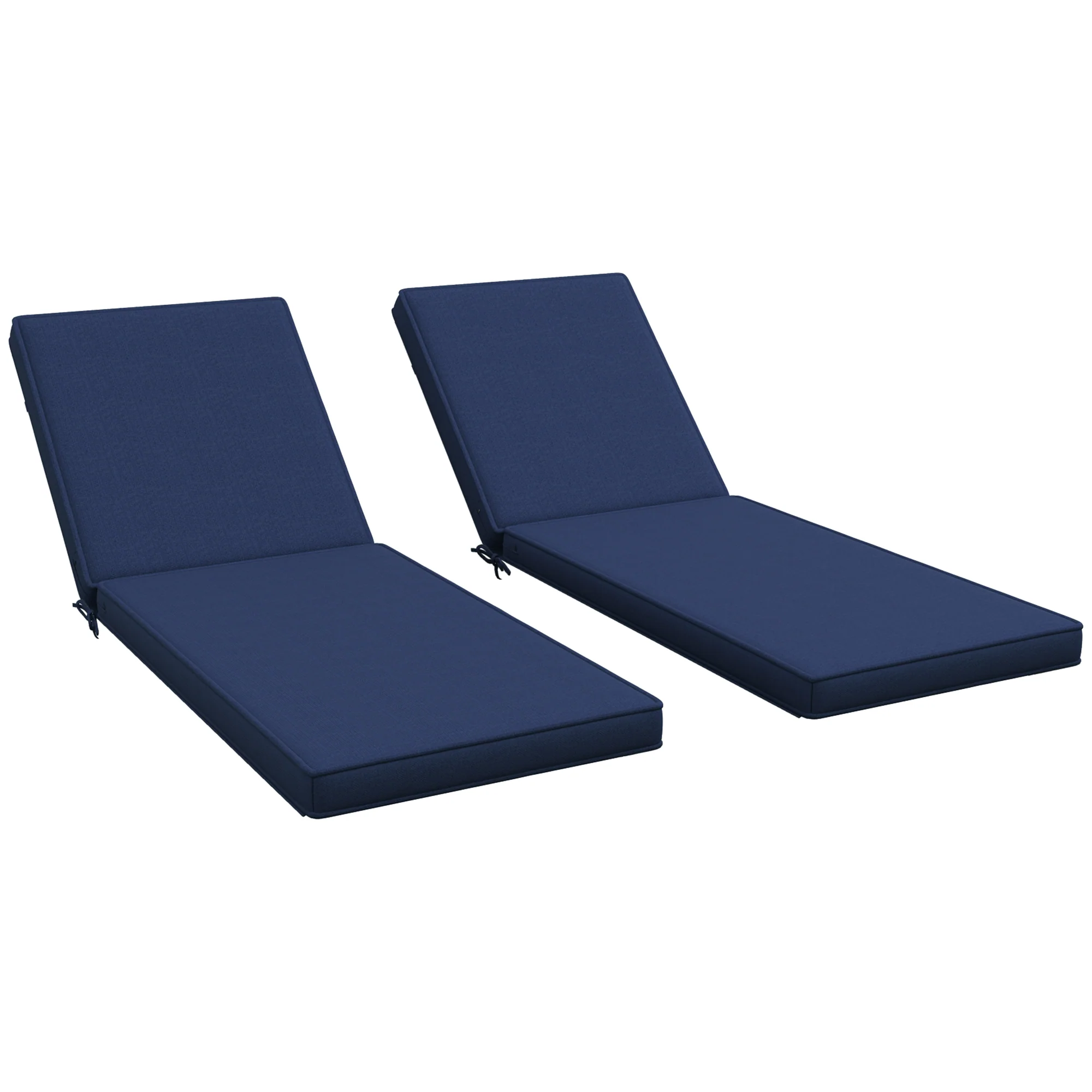 2-Pack Patio Chair Cushions with Backrests for Outdoor Lounge, Navy Blue