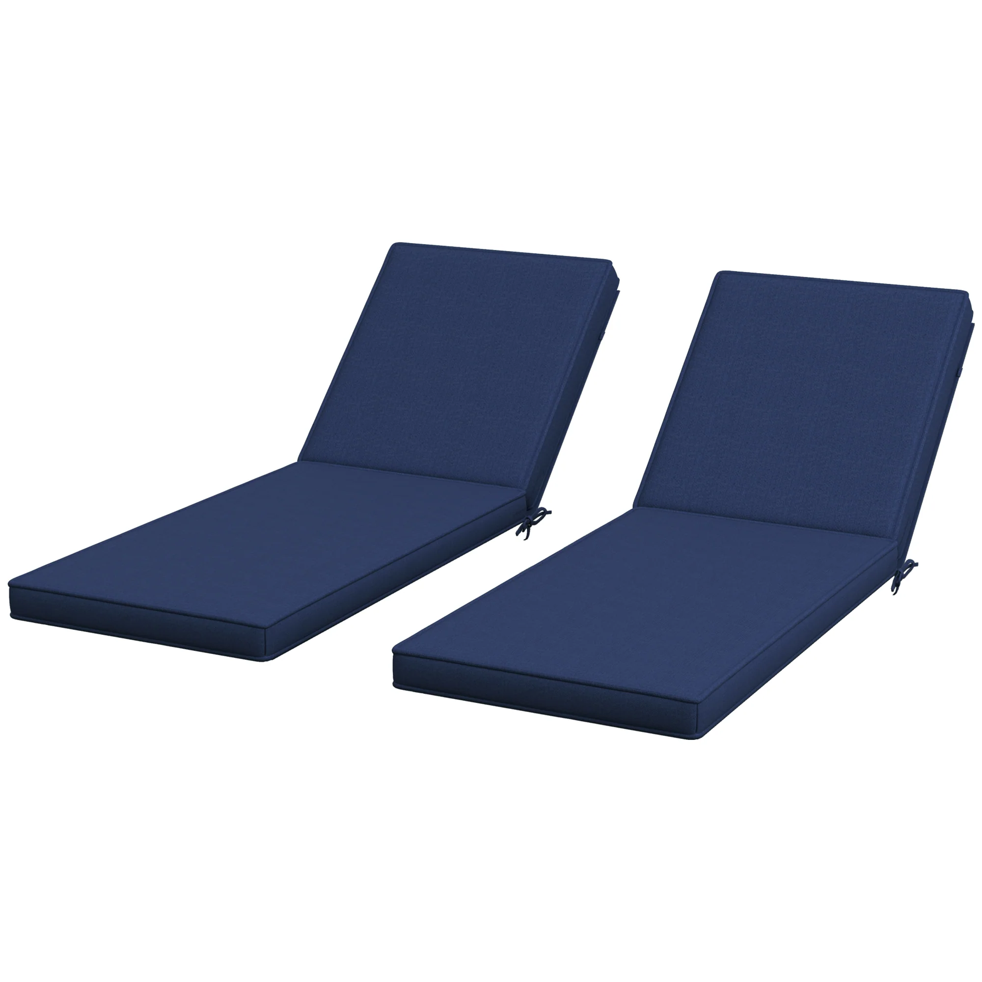 2-Pack Patio Chair Cushions with Backrests for Outdoor Lounge, Navy Blue - Image 2